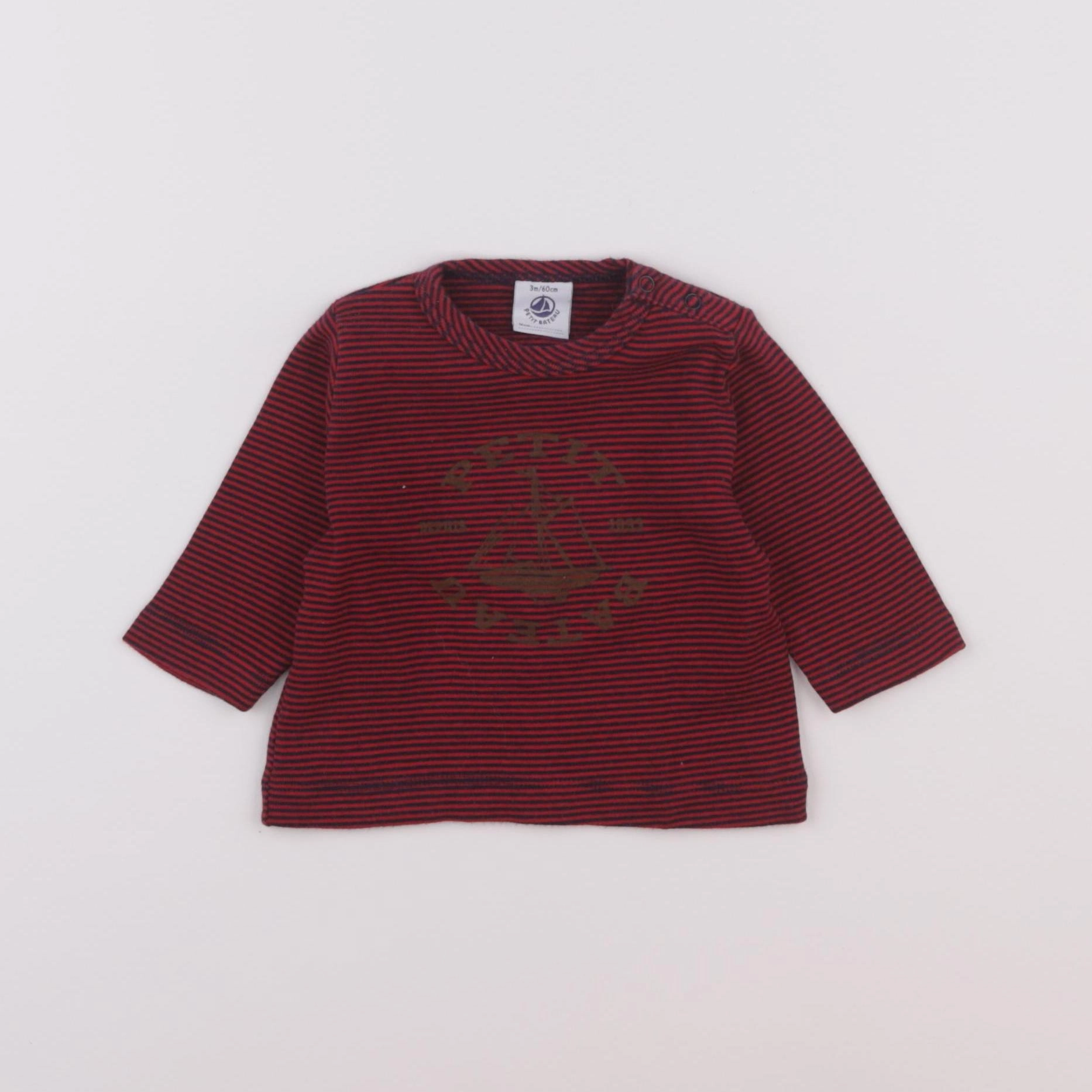 Petit Bateau - tee-shirt bleu, rouge - 3 mois