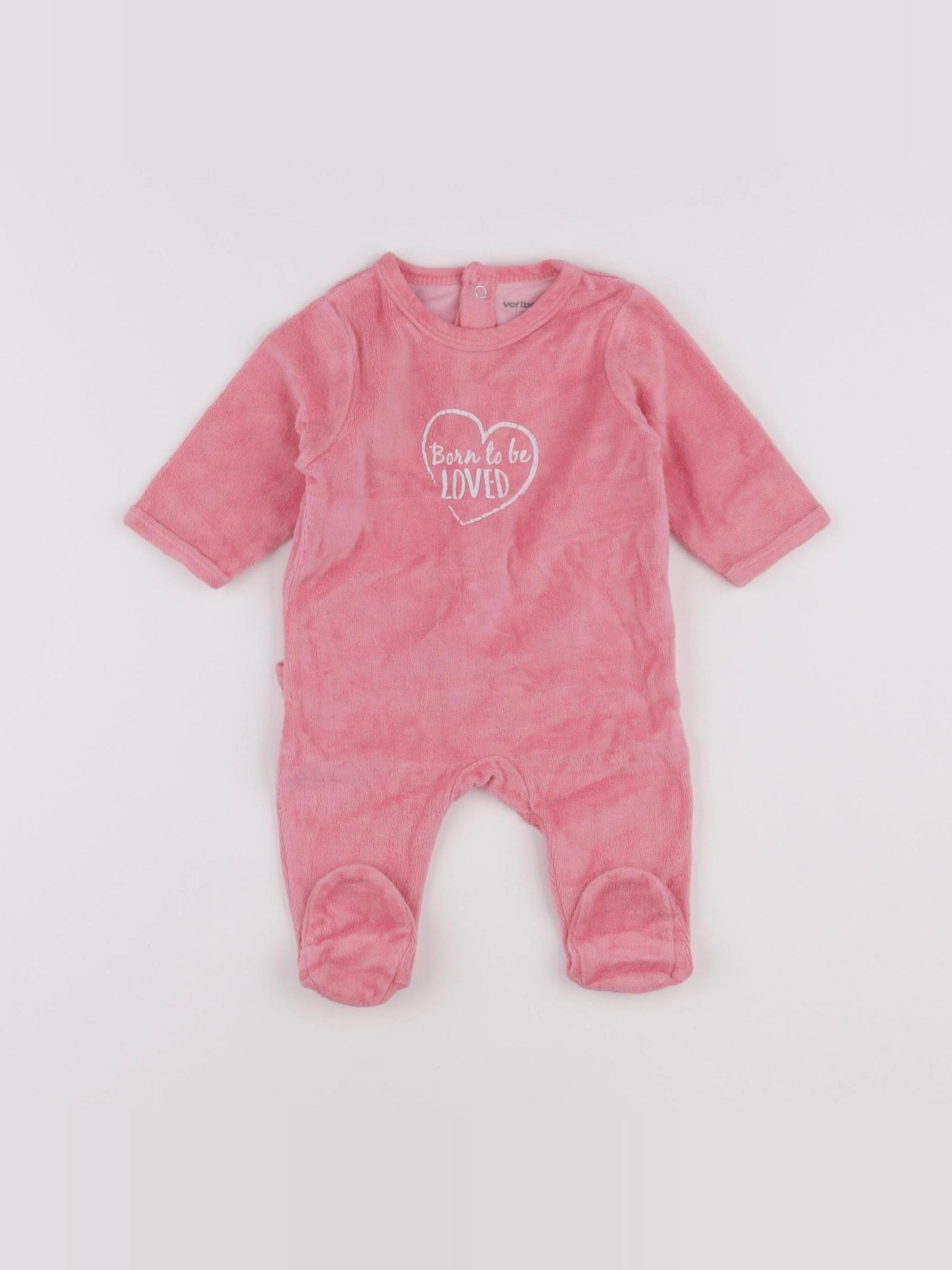 Vertbaudet - pyjama velours rose - 1 mois