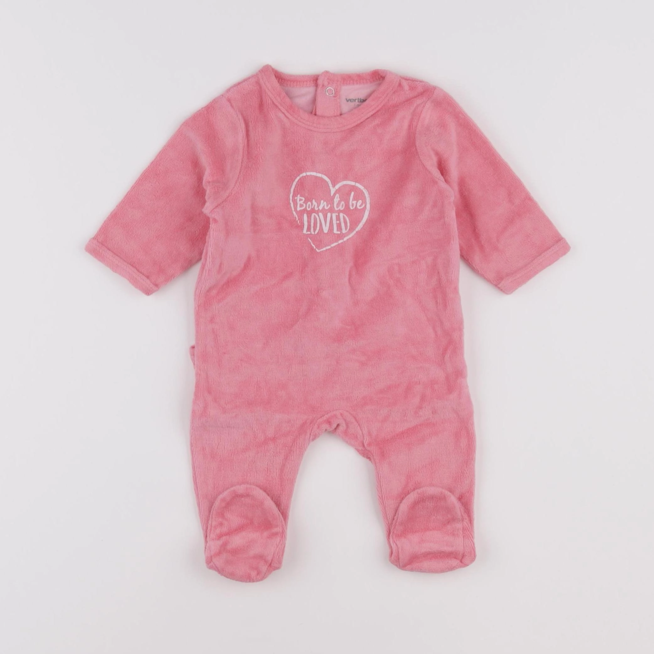 Vertbaudet - pyjama velours rose - 1 mois