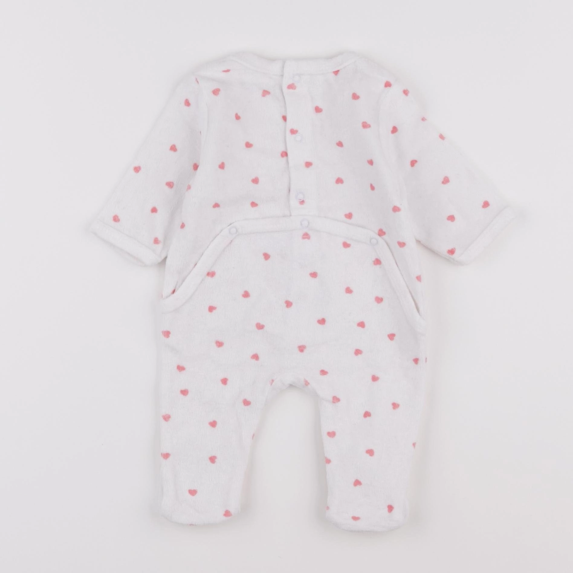 Vertbaudet - pyjama velours rose, blanc - 1 mois