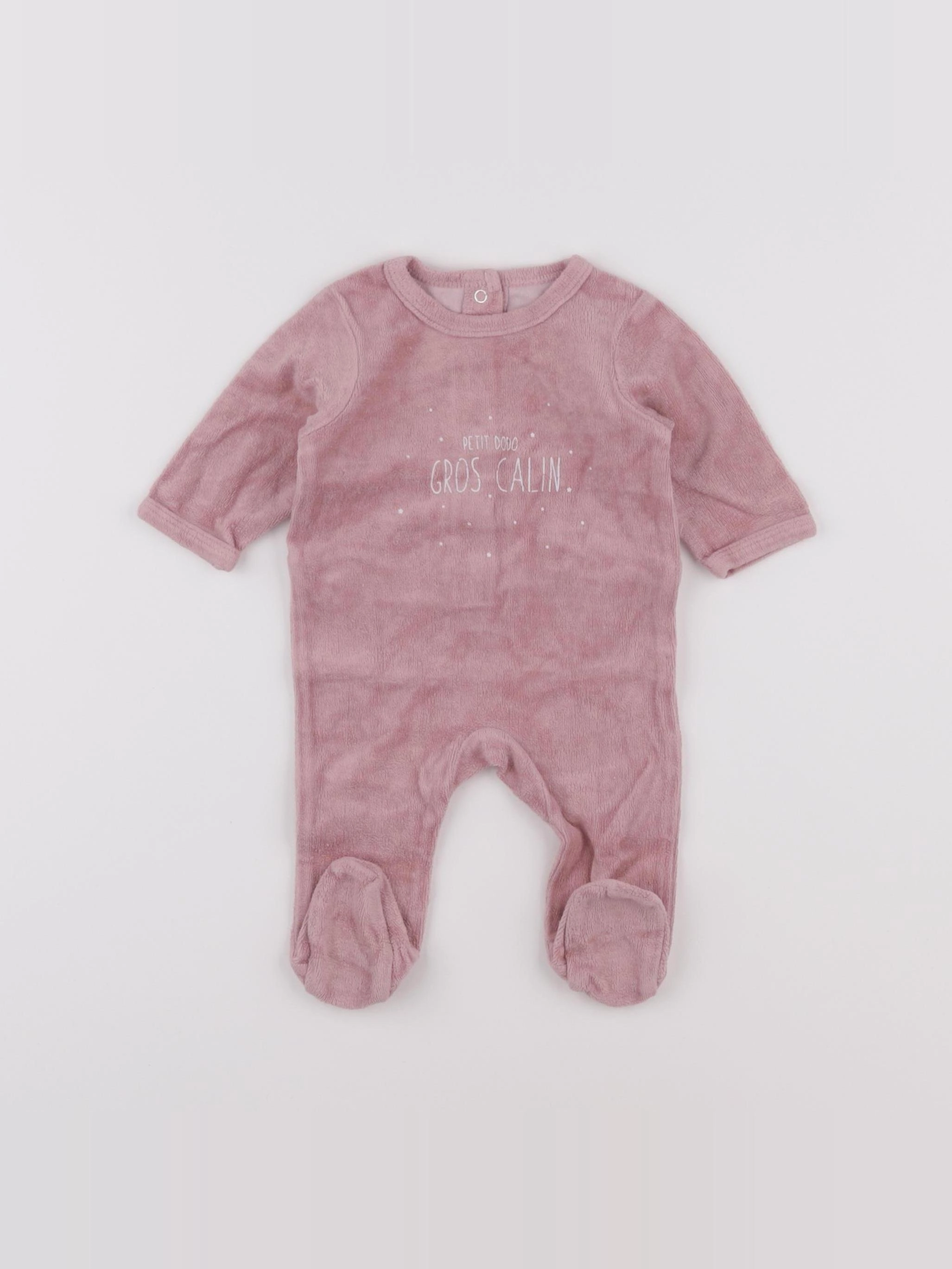 Vertbaudet - pyjama velours rose - 1 mois