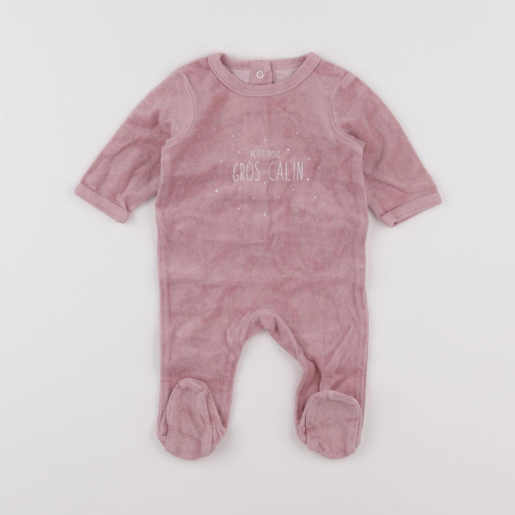 Vertbaudet - pyjama velours rose - 1 mois
