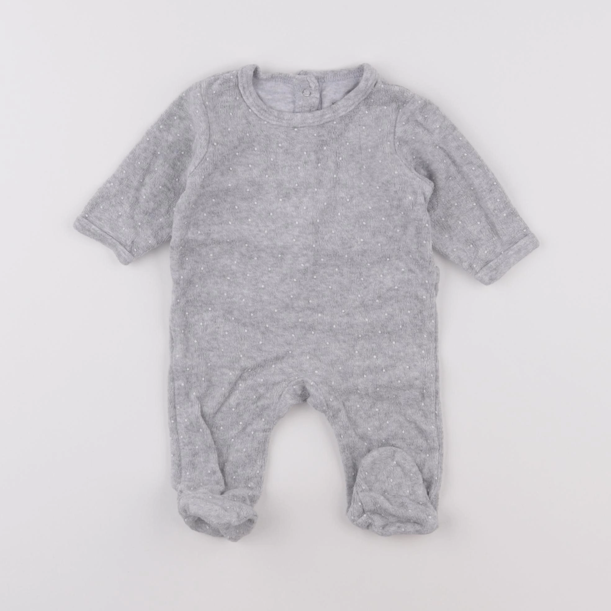 Vertbaudet - pyjama velours gris - 1 mois
