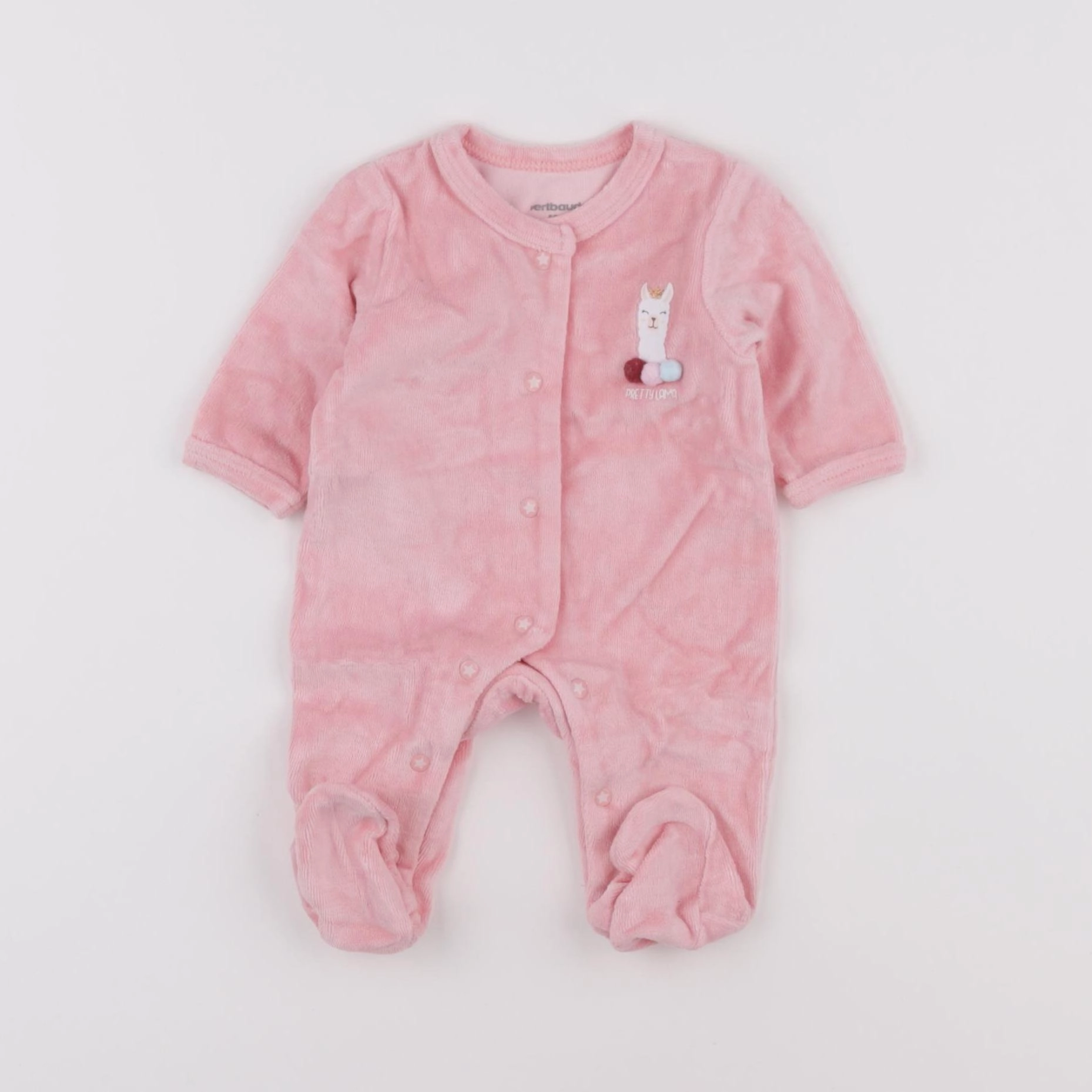 Vertbaudet - pyjama velours rose - 0 mois
