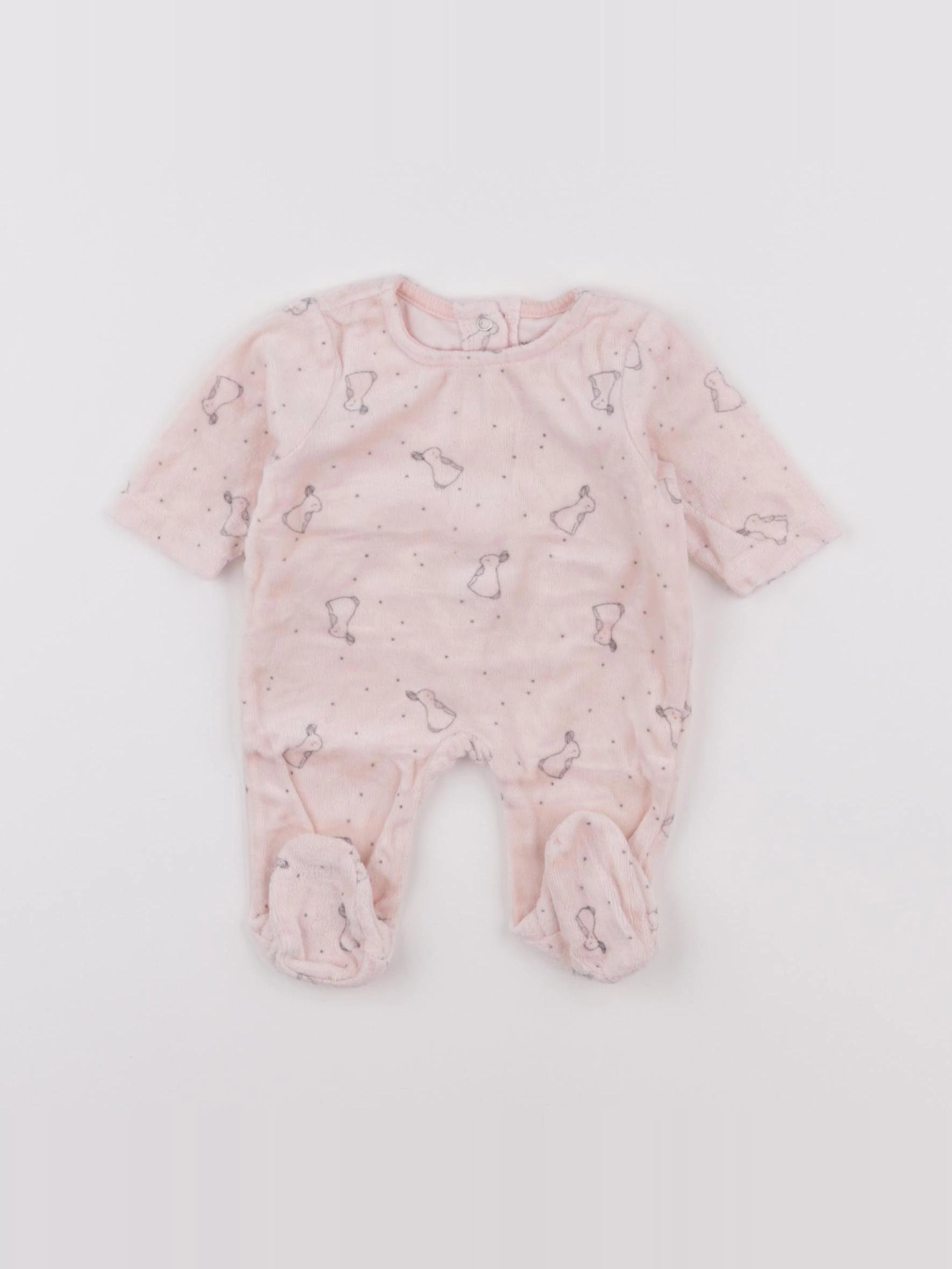 Vertbaudet - pyjama velours rose - 0 mois