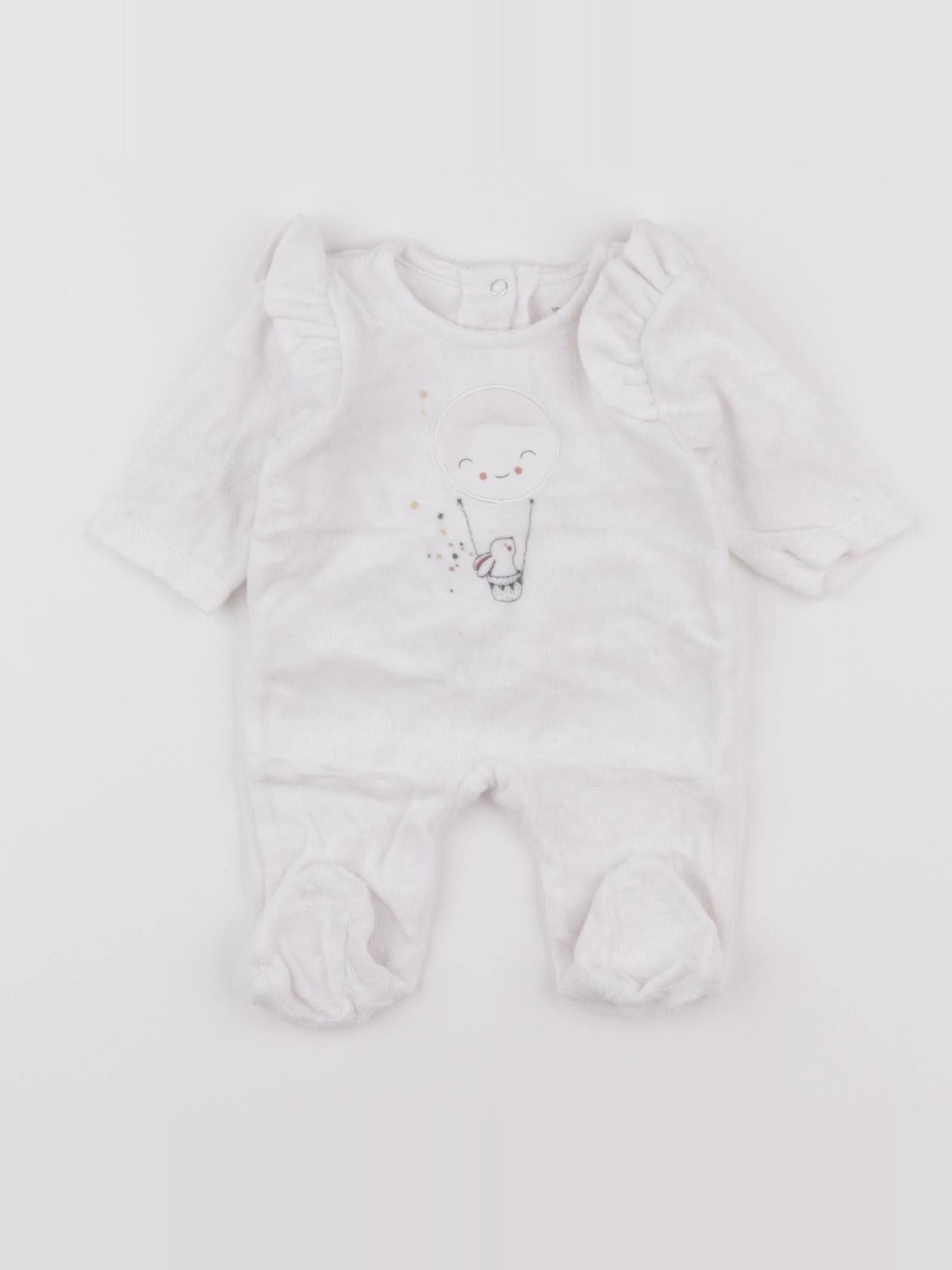 Vertbaudet - pyjama velours blanc - 0 mois