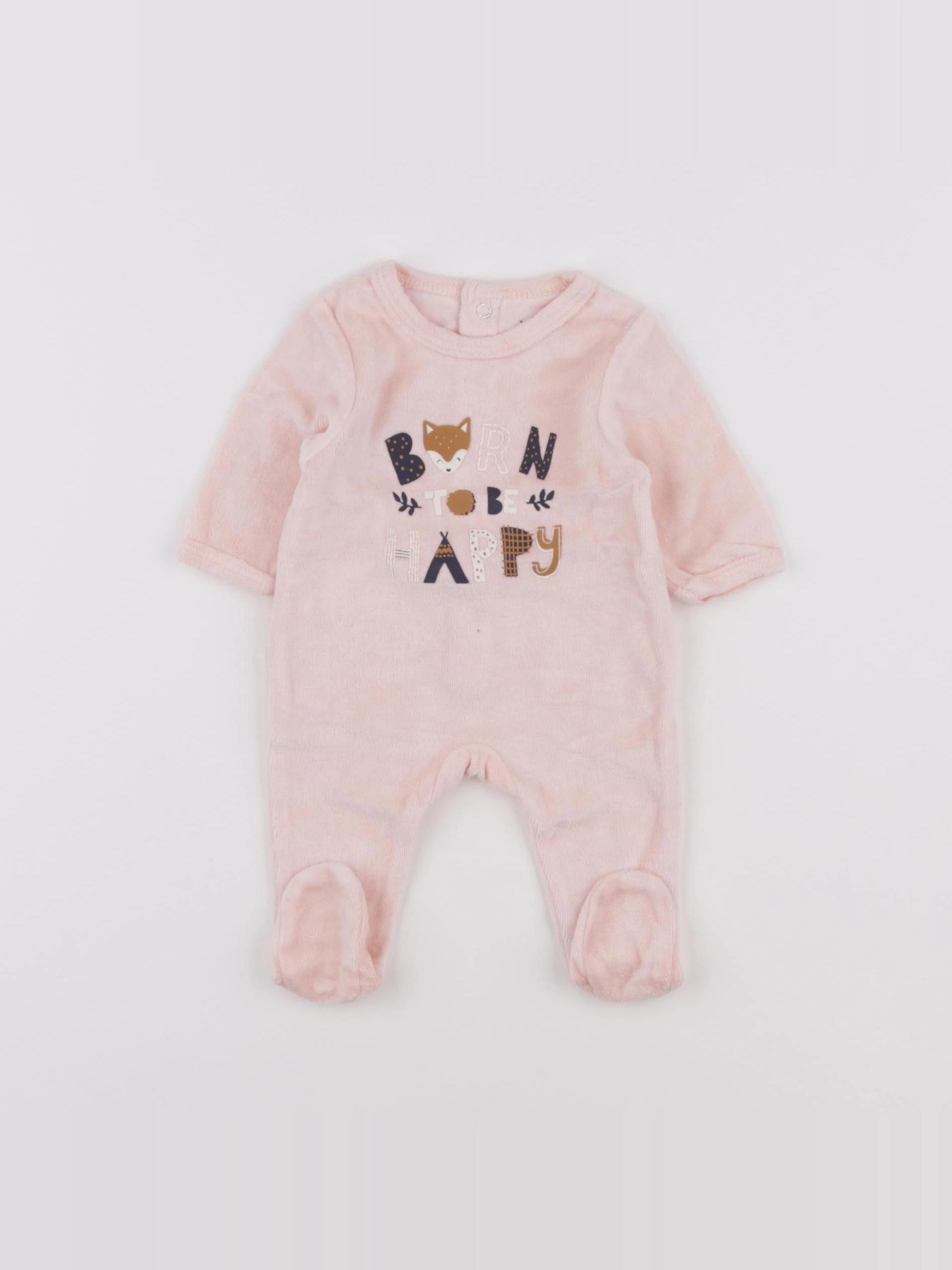 Vertbaudet - pyjama velours rose - 0 mois