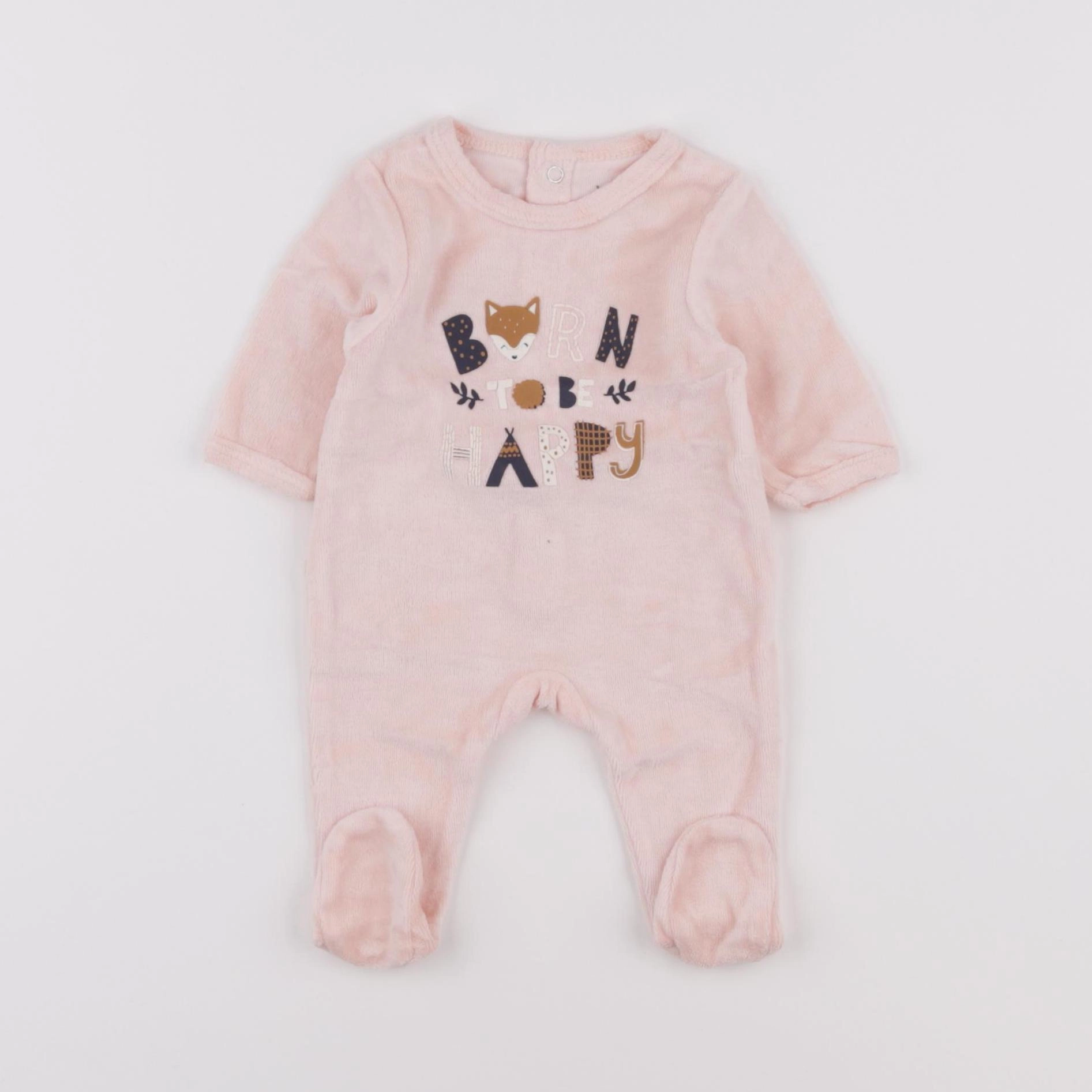 Vertbaudet - pyjama velours rose - 0 mois