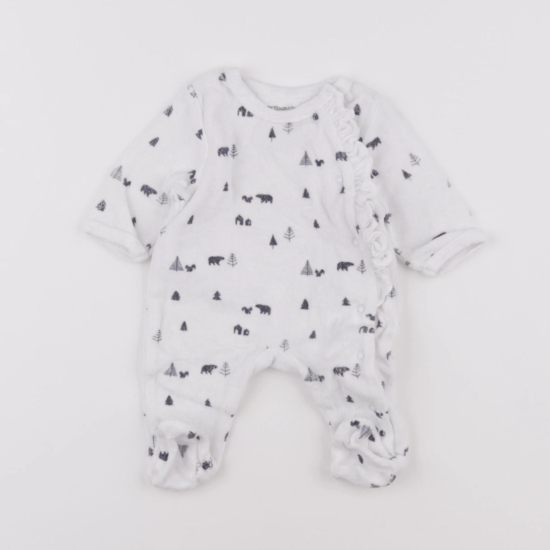 Vertbaudet - pyjama velours blanc - 0 mois