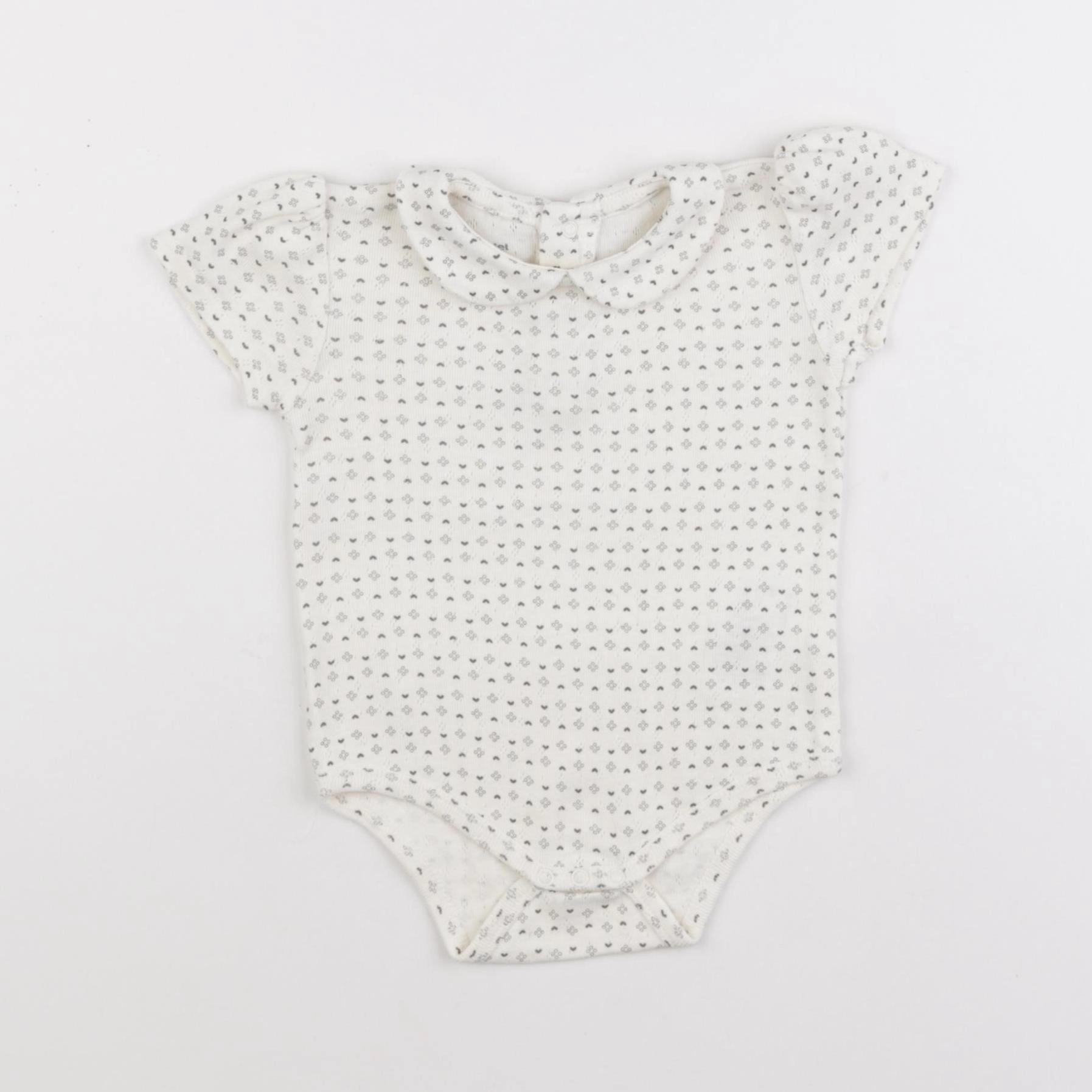 Vertbaudet - body à col blanc, gris - 9 mois
