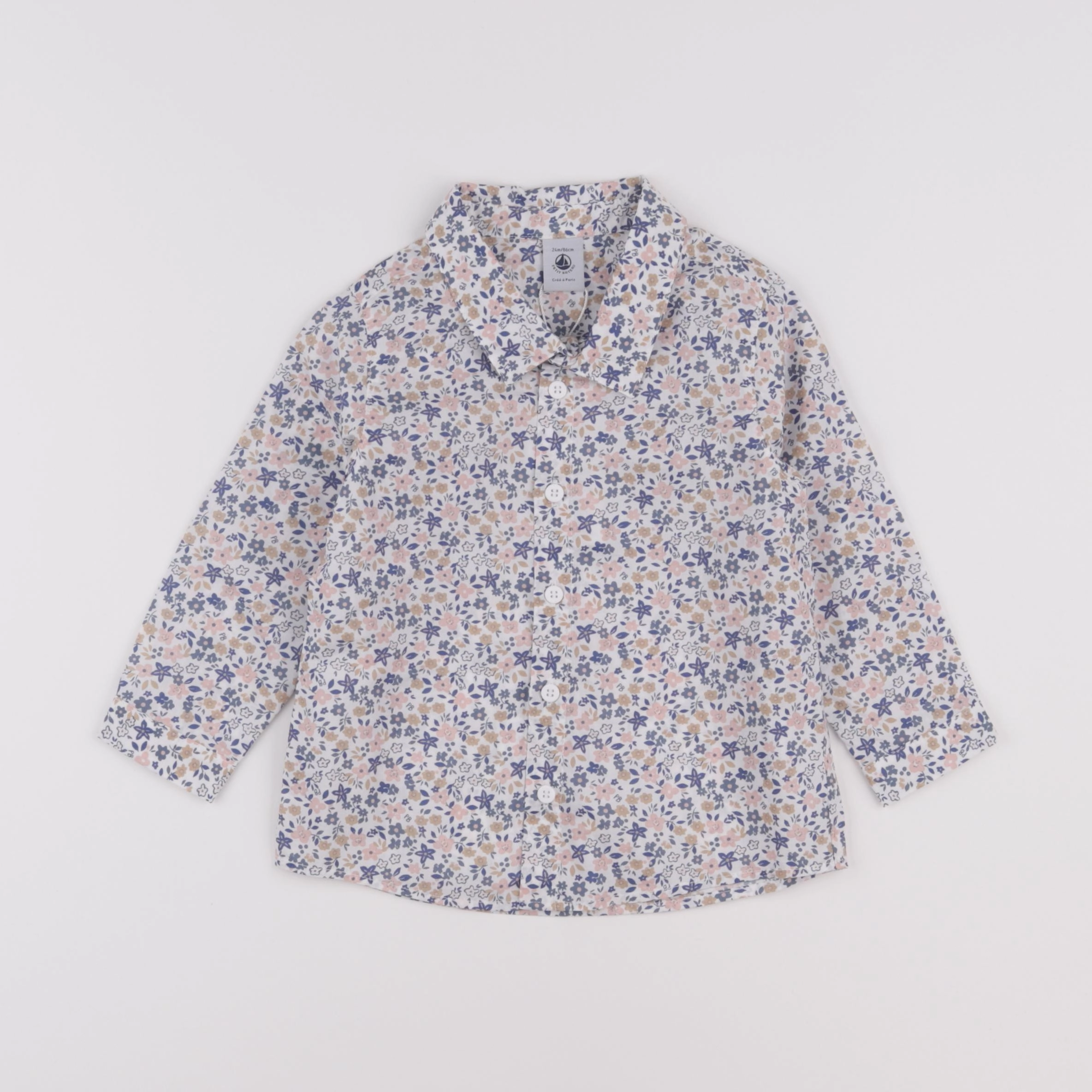 Petit Bateau - chemise multicolore - 24 mois