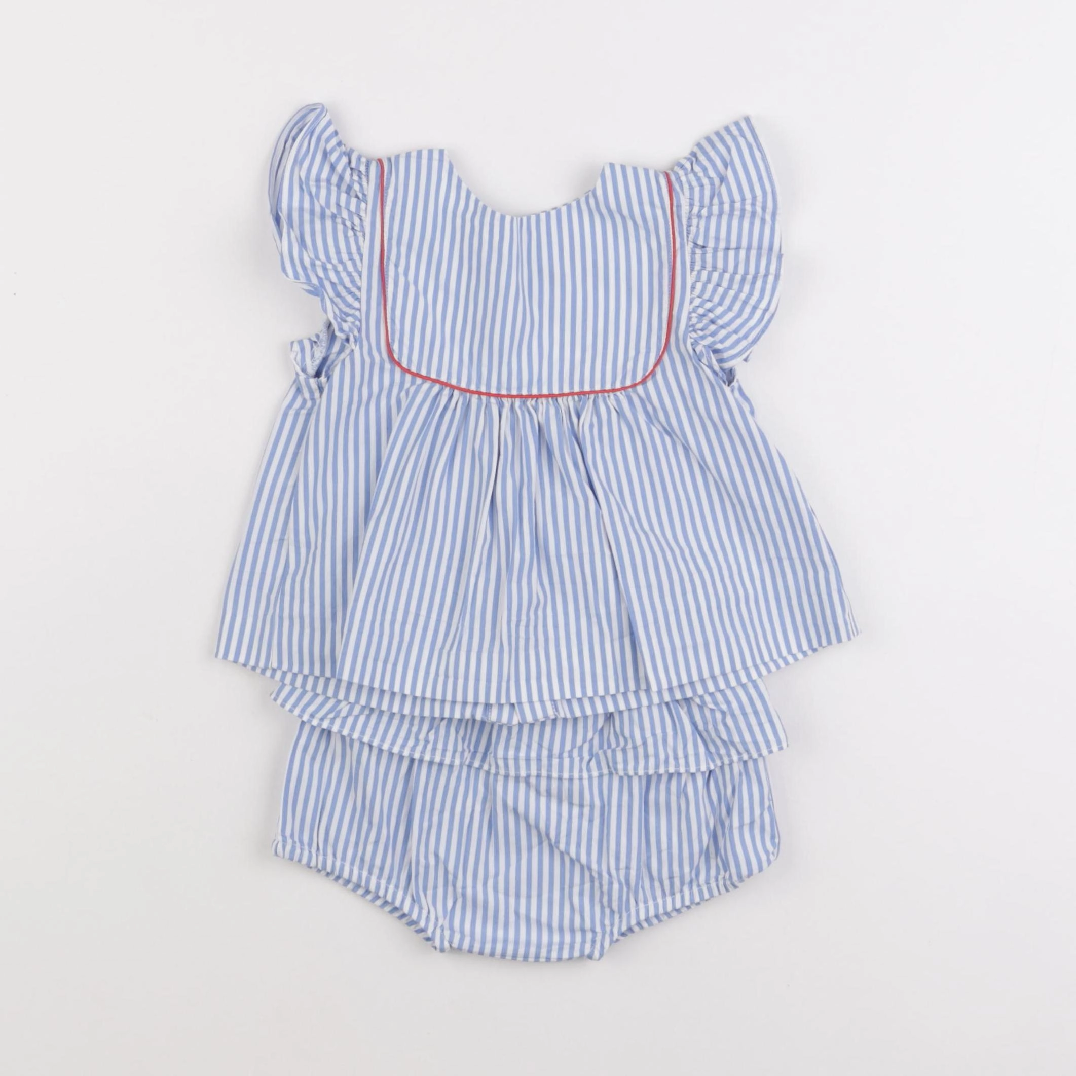 Jacadi - ensemble blanc, bleu - 12 mois
