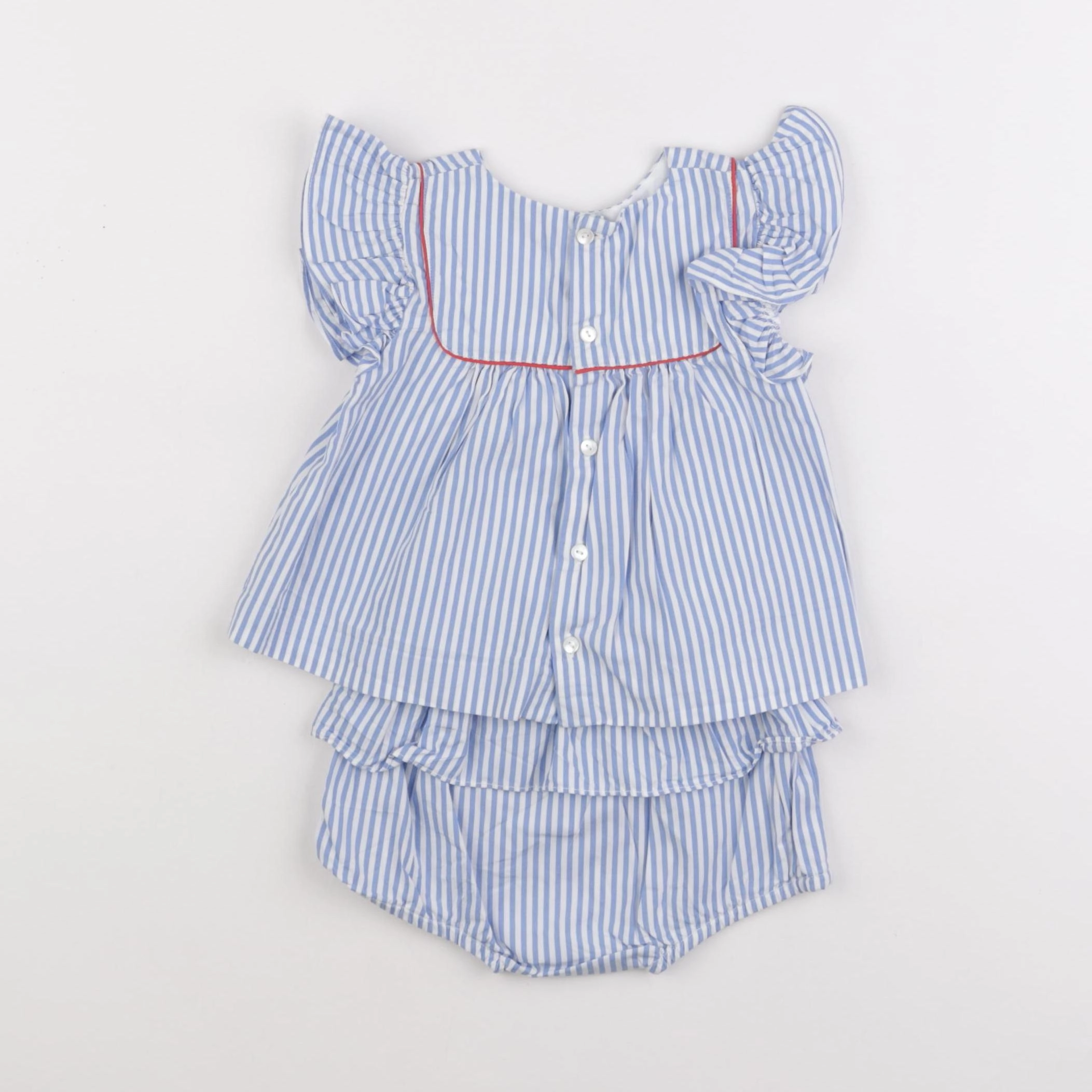 Jacadi - ensemble blanc, bleu - 12 mois
