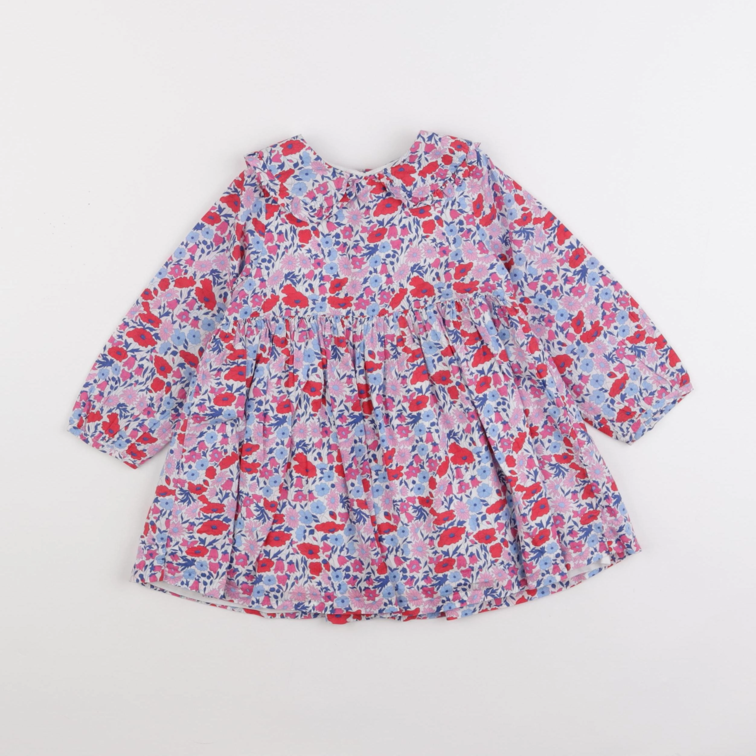 Jacadi - robe liberty rose, rouge, bleu - 24 mois