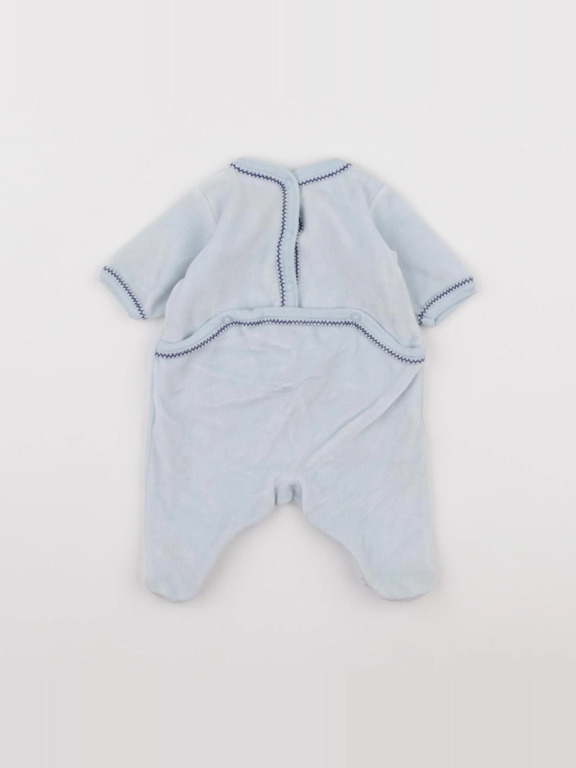 Petit Bateau - pyjama velours bleu - 0 mois
