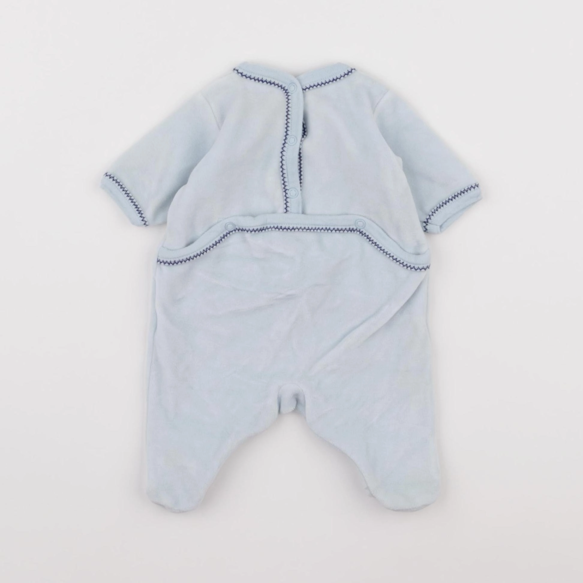 Petit Bateau - pyjama velours bleu - 0 mois