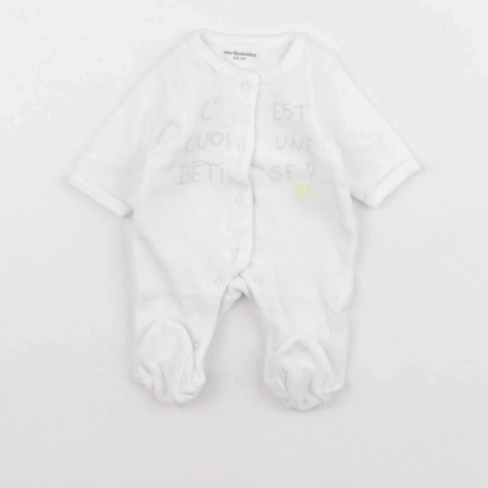 Vertbaudet - pyjama velours blanc - 0 mois