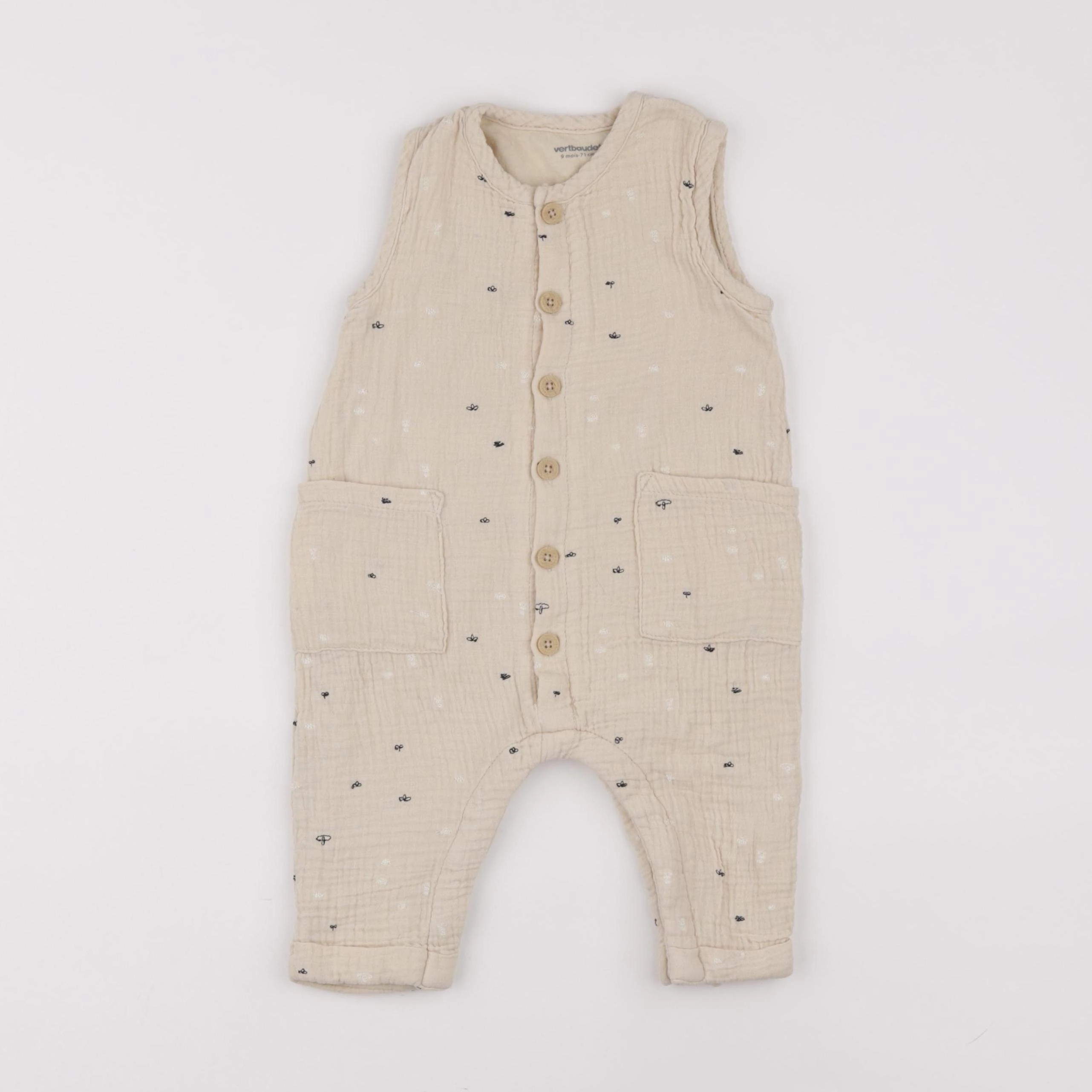 Vertbaudet - combinaison beige - 9 mois