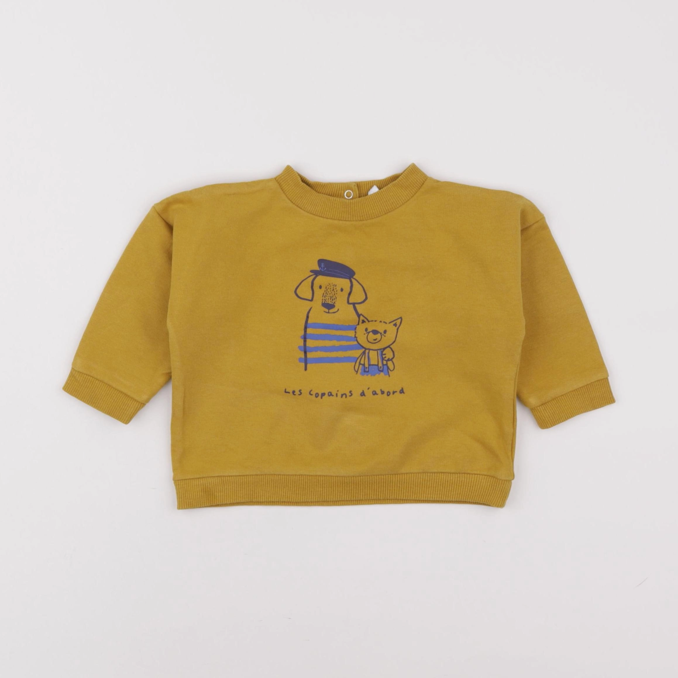 Vertbaudet - sweat jaune - 12 mois