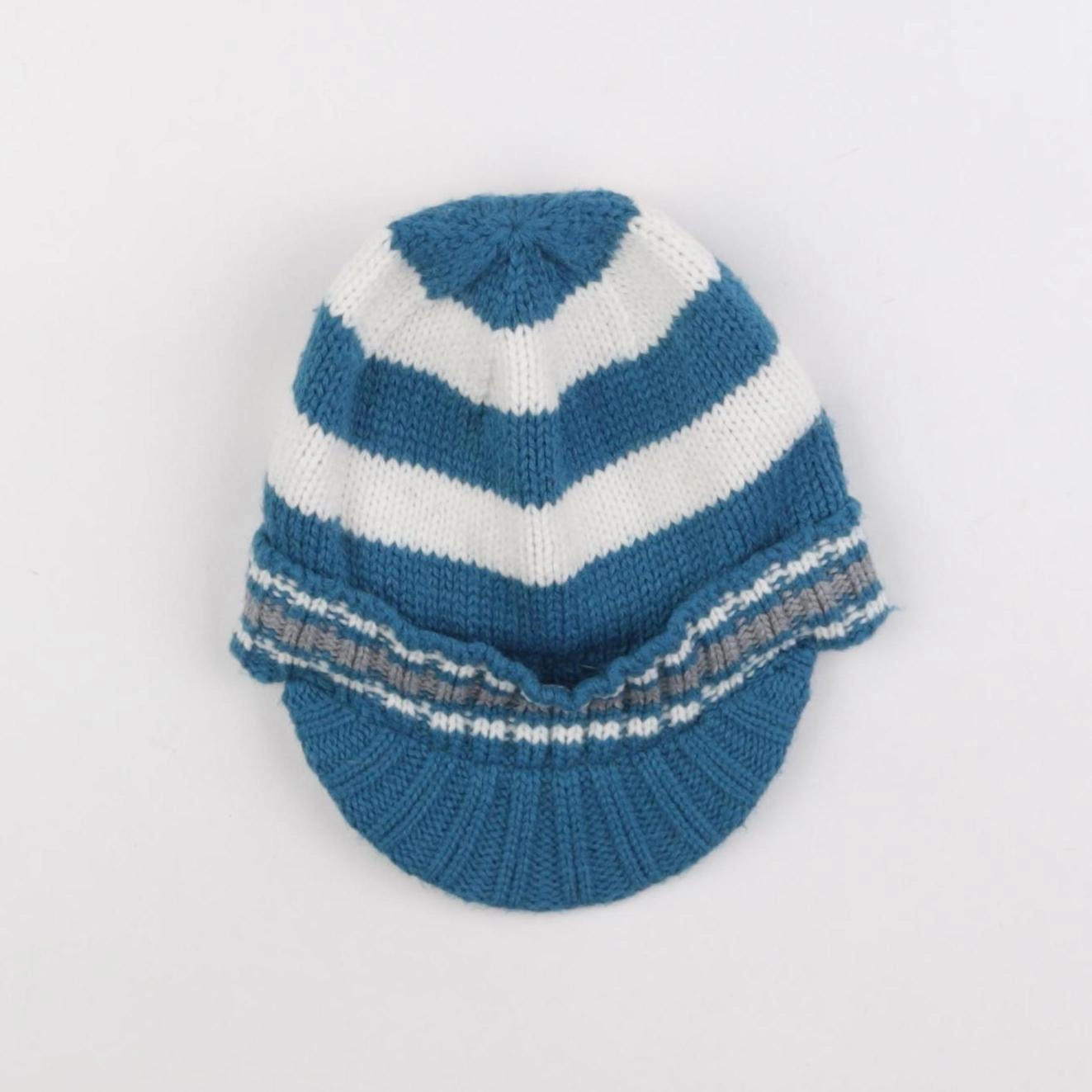 Vertbaudet - bonnet blanc, bleu - 4/5 ans
