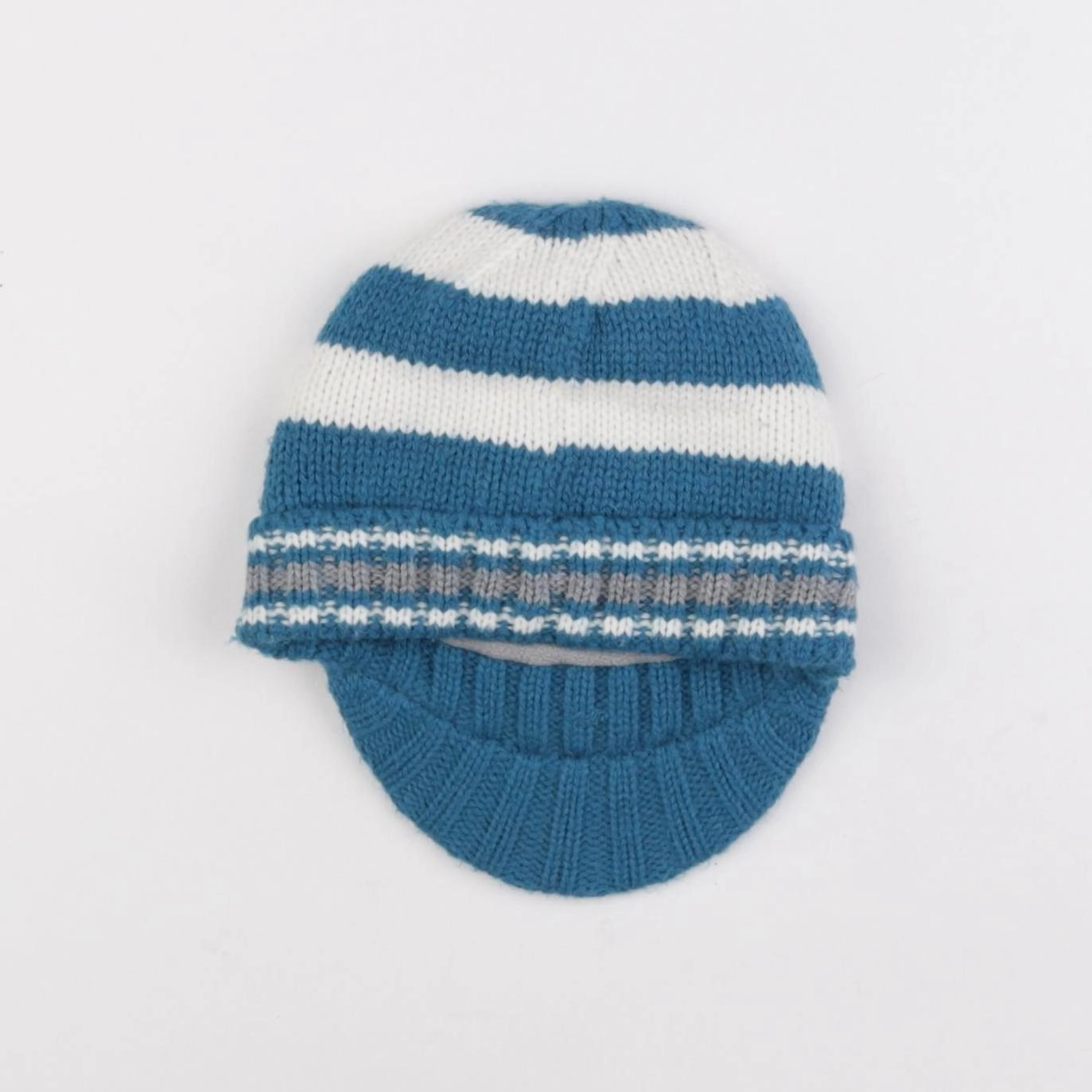 Vertbaudet - bonnet blanc, bleu - 4/5 ans