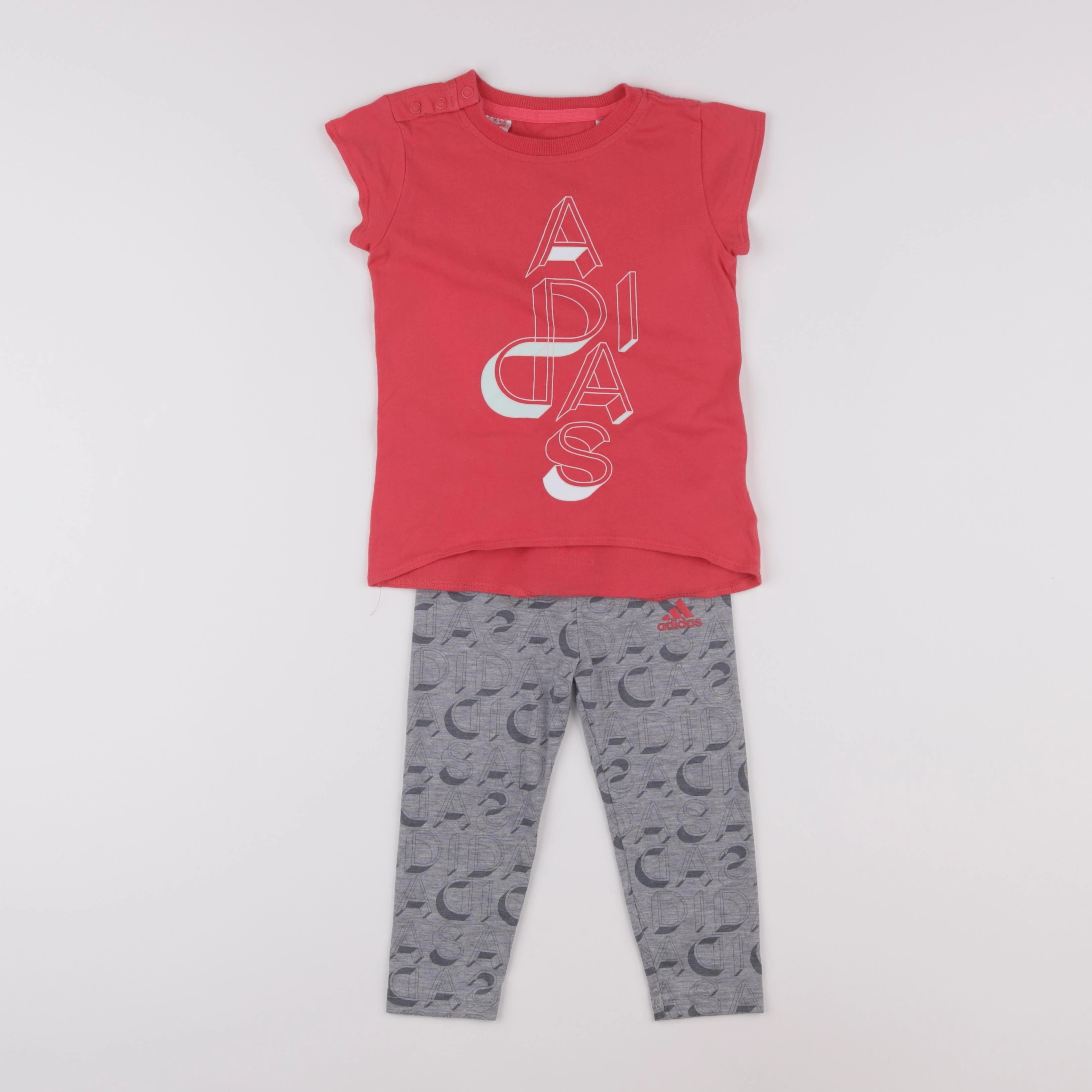Adidas - ensemble gris, rose - 12/18 mois