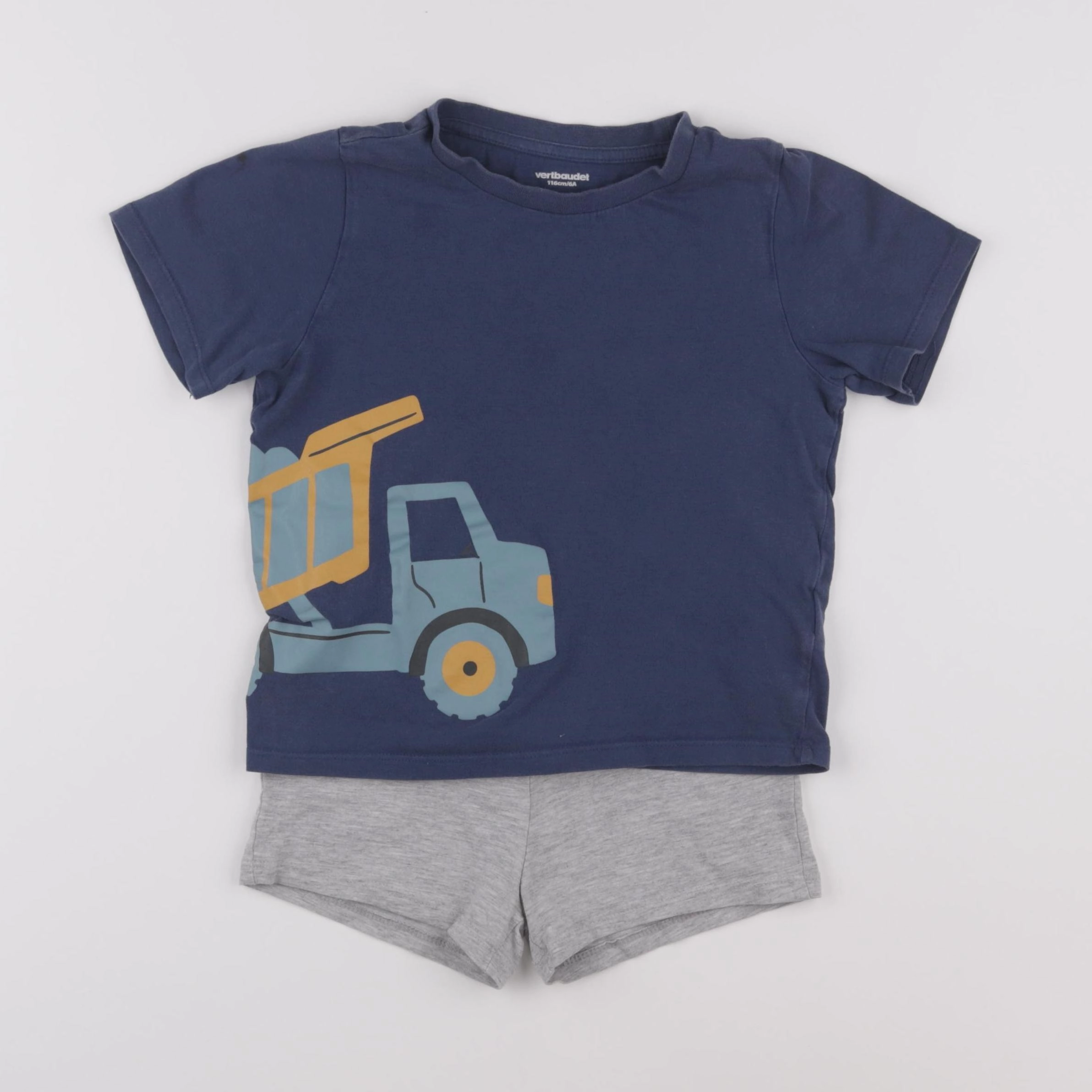 Vertbaudet - pyjama coton bleu, gris - 6 ans