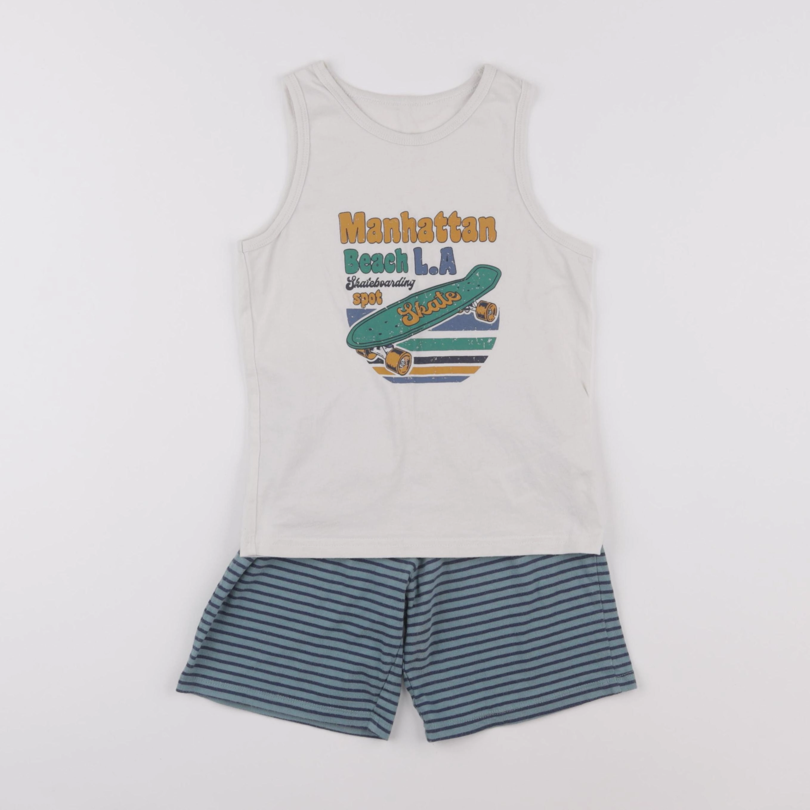 Vertbaudet - pyjama coton blanc, vert - 6 ans