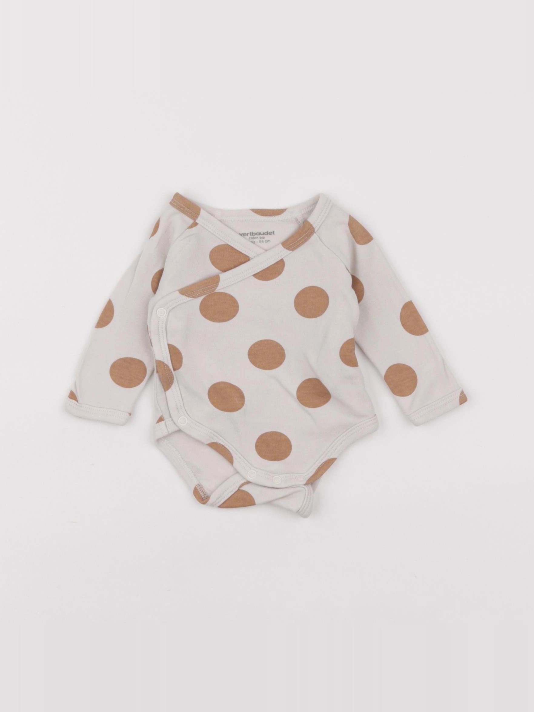 Vertbaudet - body beige, marron - 1 mois
