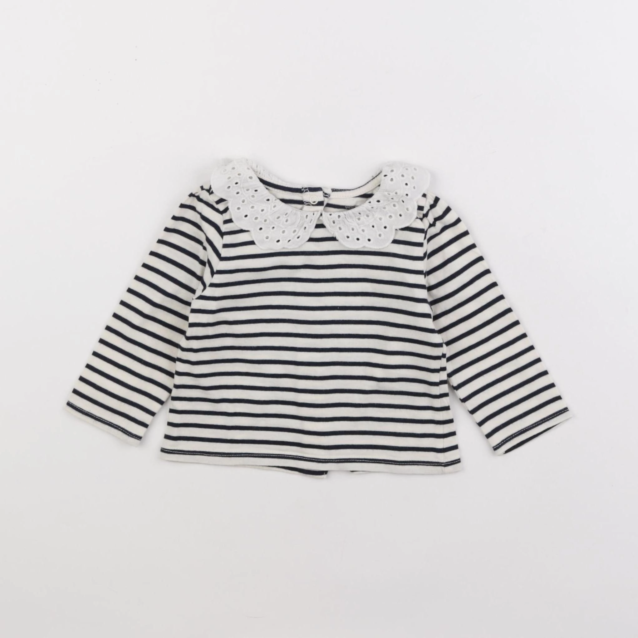 Vertbaudet - tee-shirt beige, bleu - 6 mois