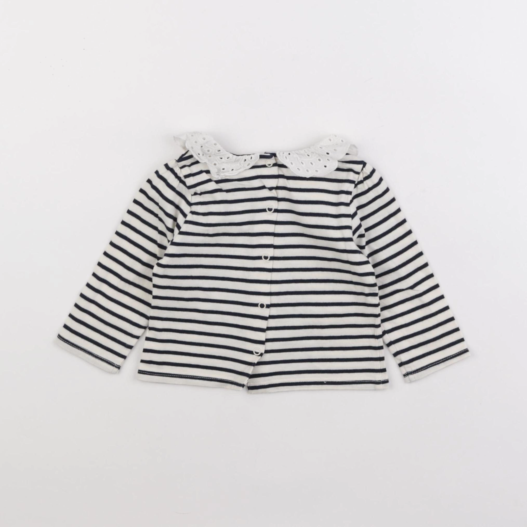 Vertbaudet - tee-shirt beige, bleu - 6 mois