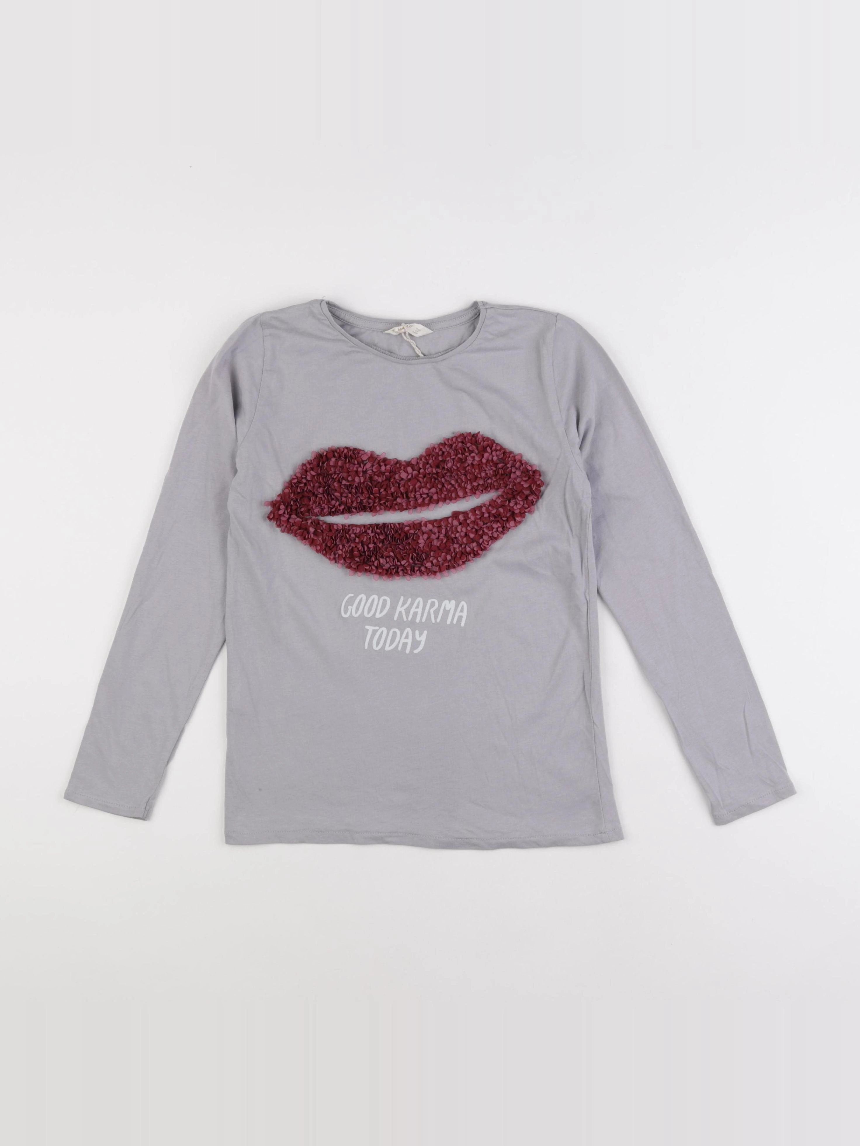 Mango - tee-shirt gris - 9/10 ans