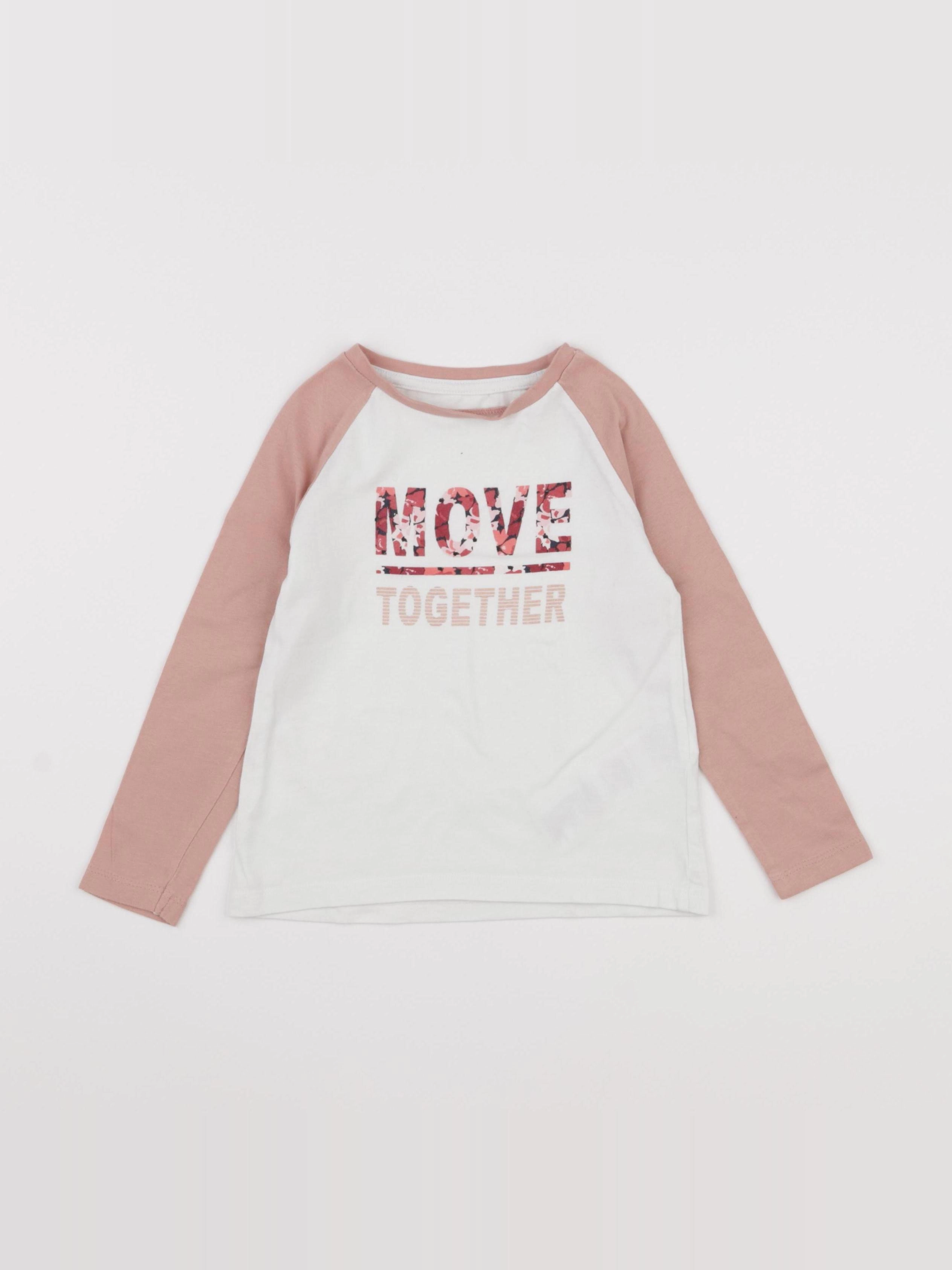 Vertbaudet - tee-shirt blanc, rose - 36 mois