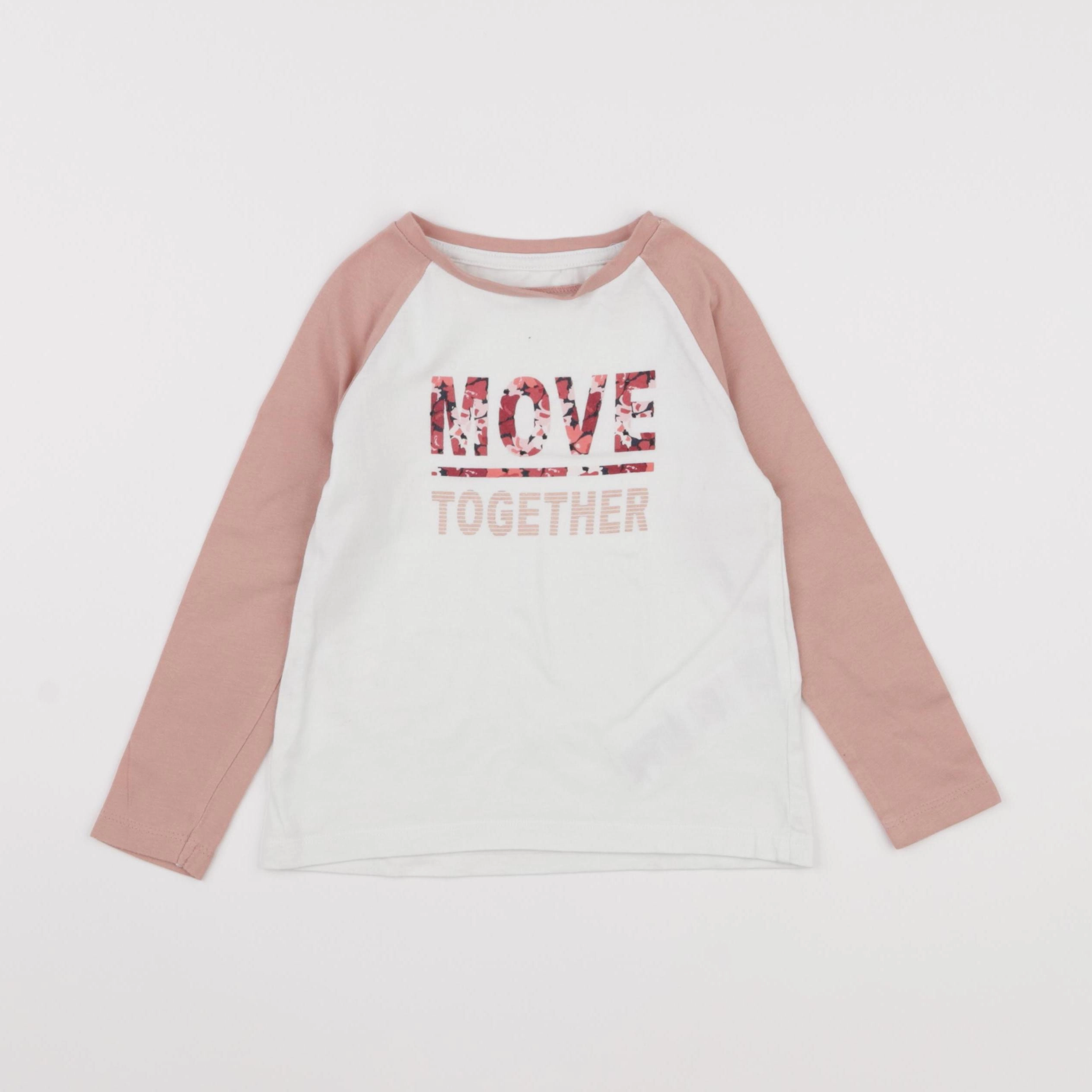 Vertbaudet - tee-shirt blanc, rose - 36 mois