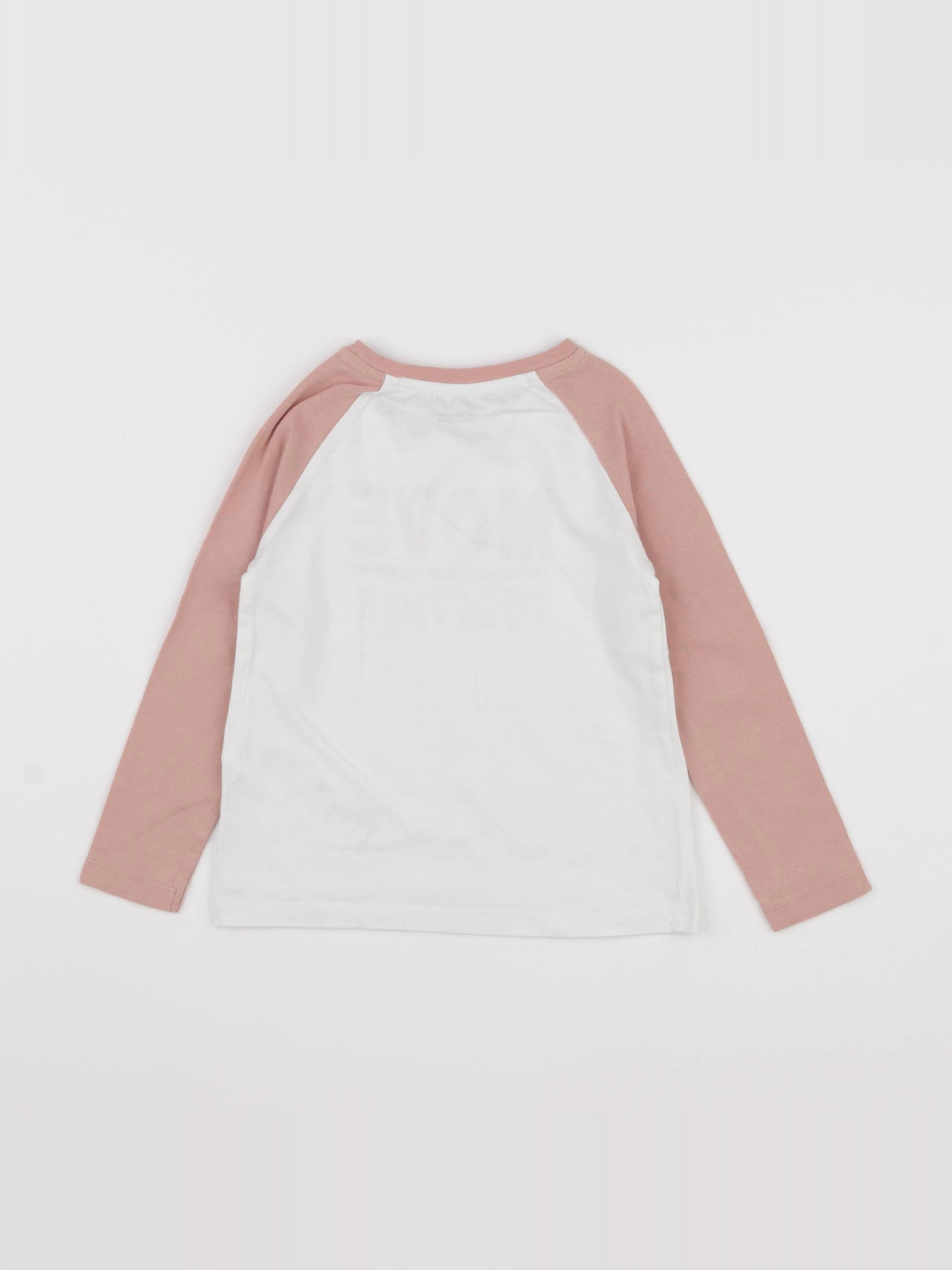 Vertbaudet - tee-shirt blanc, rose - 36 mois