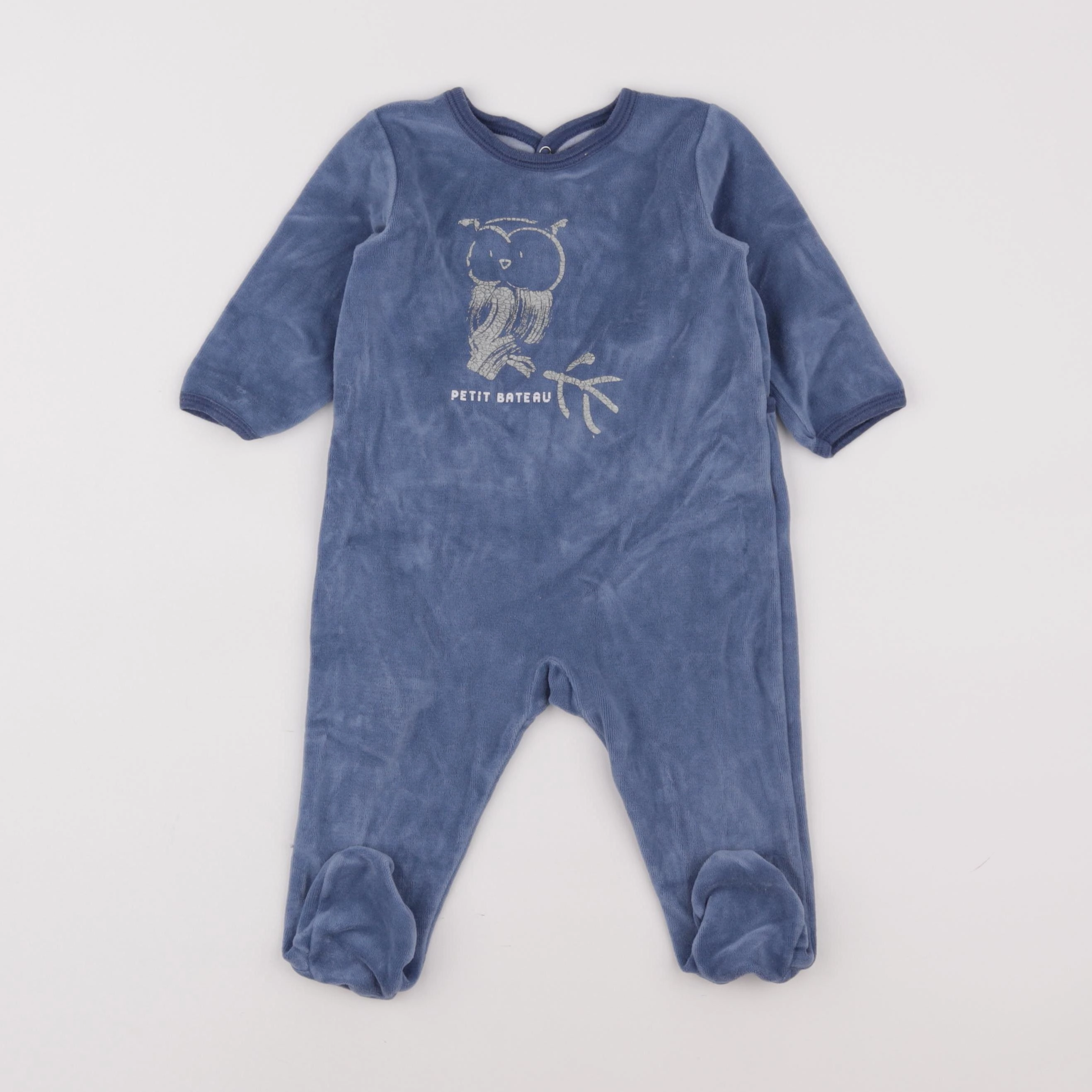 Petit Bateau - pyjama velours bleu - 12 mois