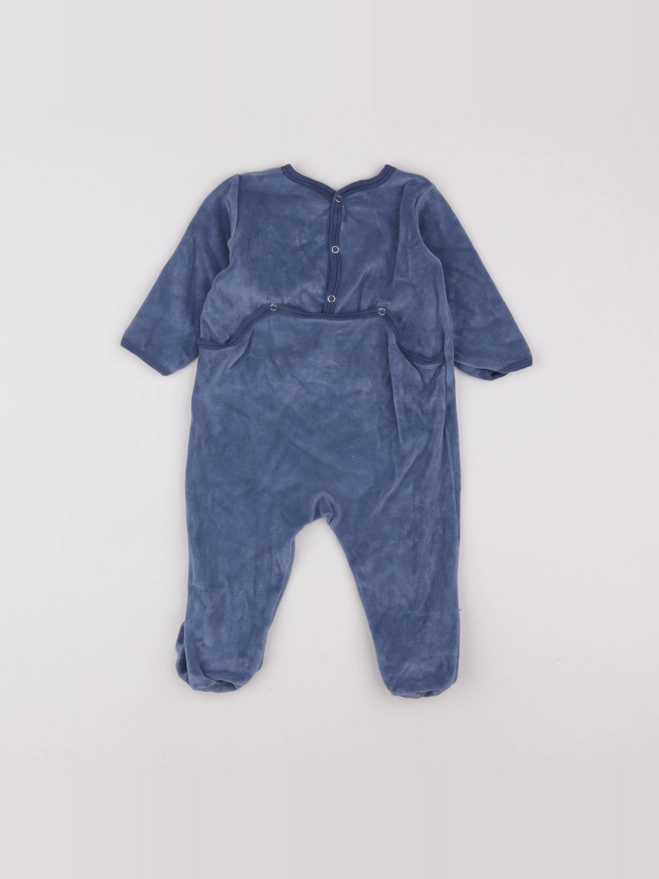 Petit Bateau - pyjama velours bleu - 12 mois