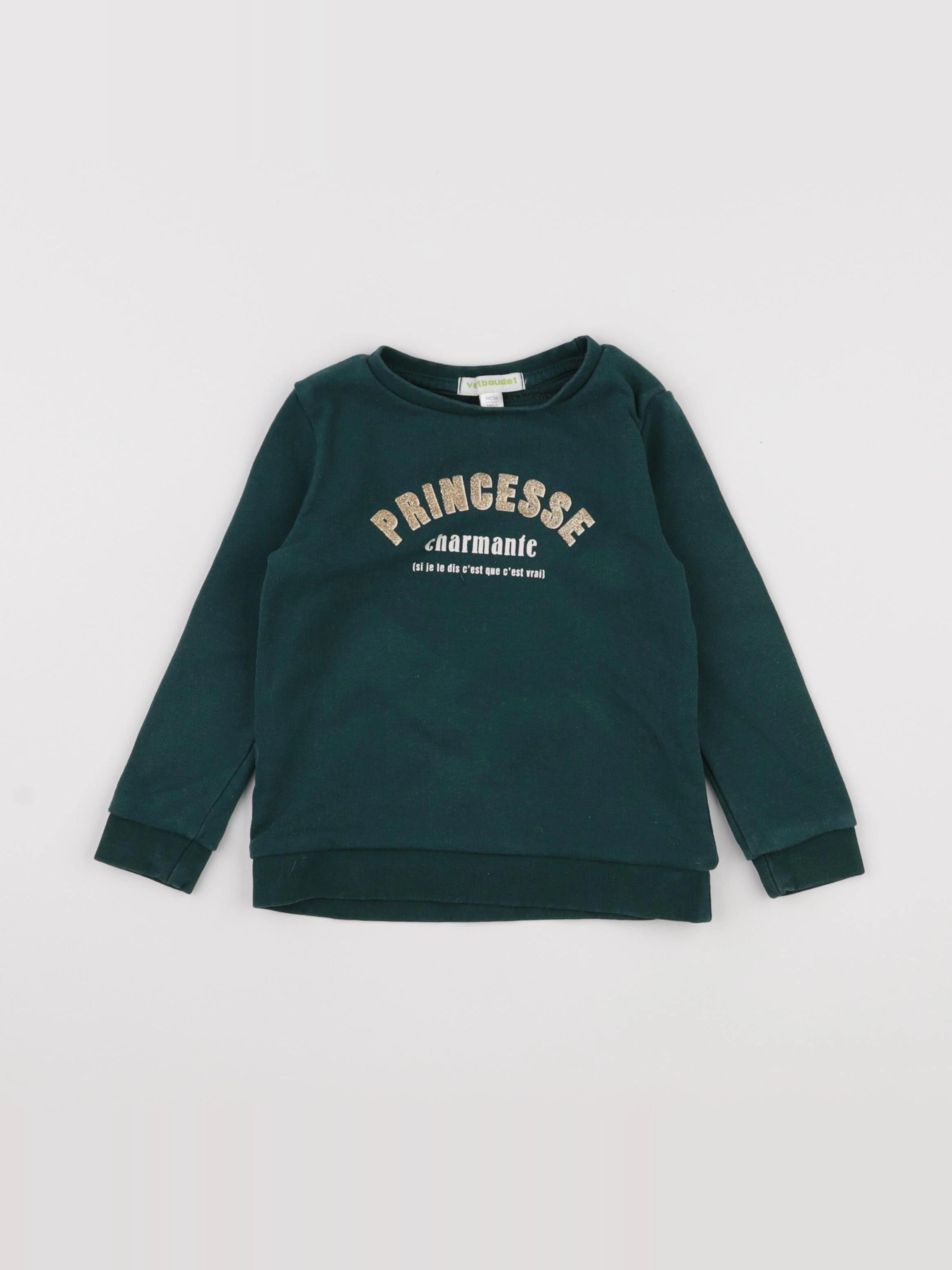 Vertbaudet - sweat vert - 3 ans