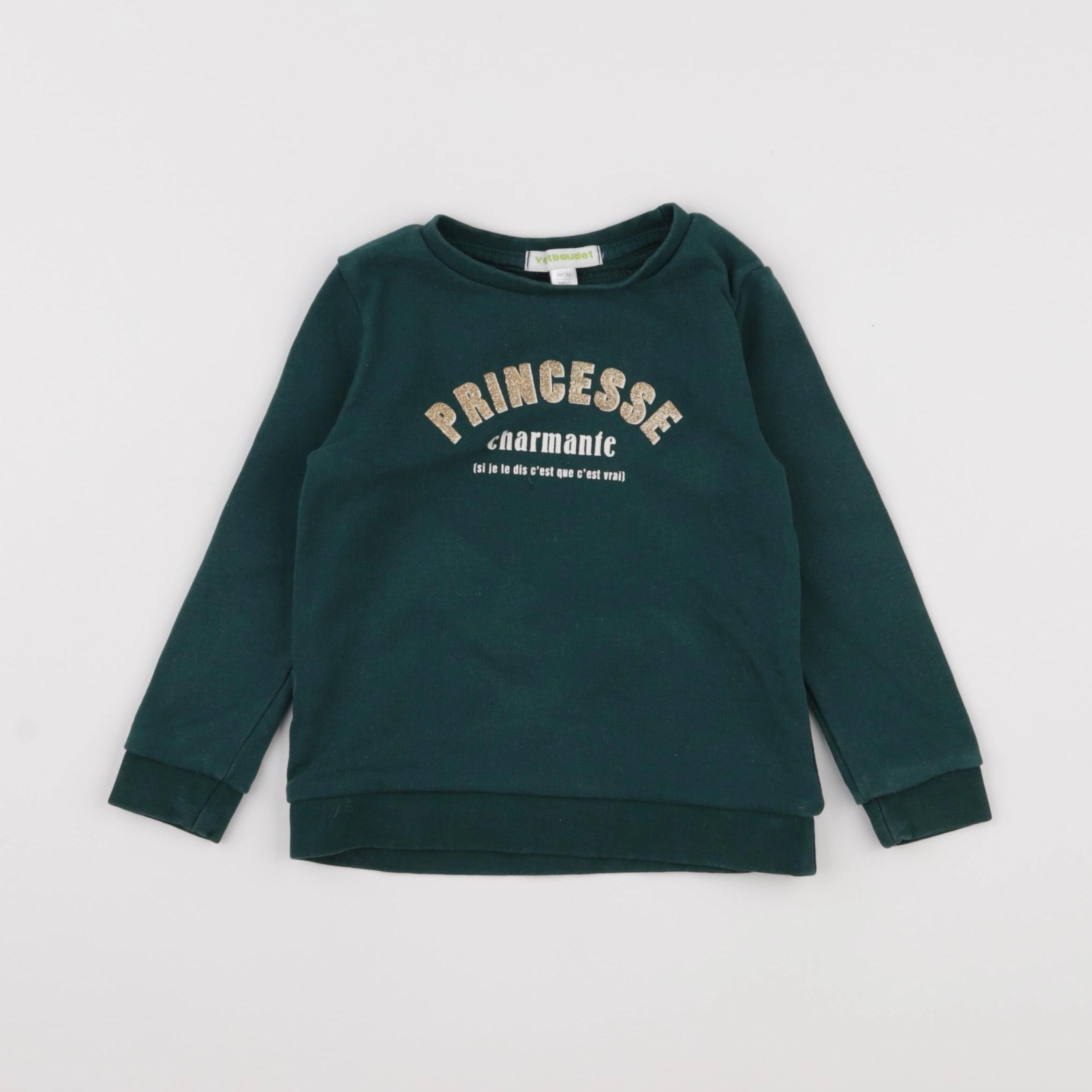 Vertbaudet - sweat vert - 3 ans