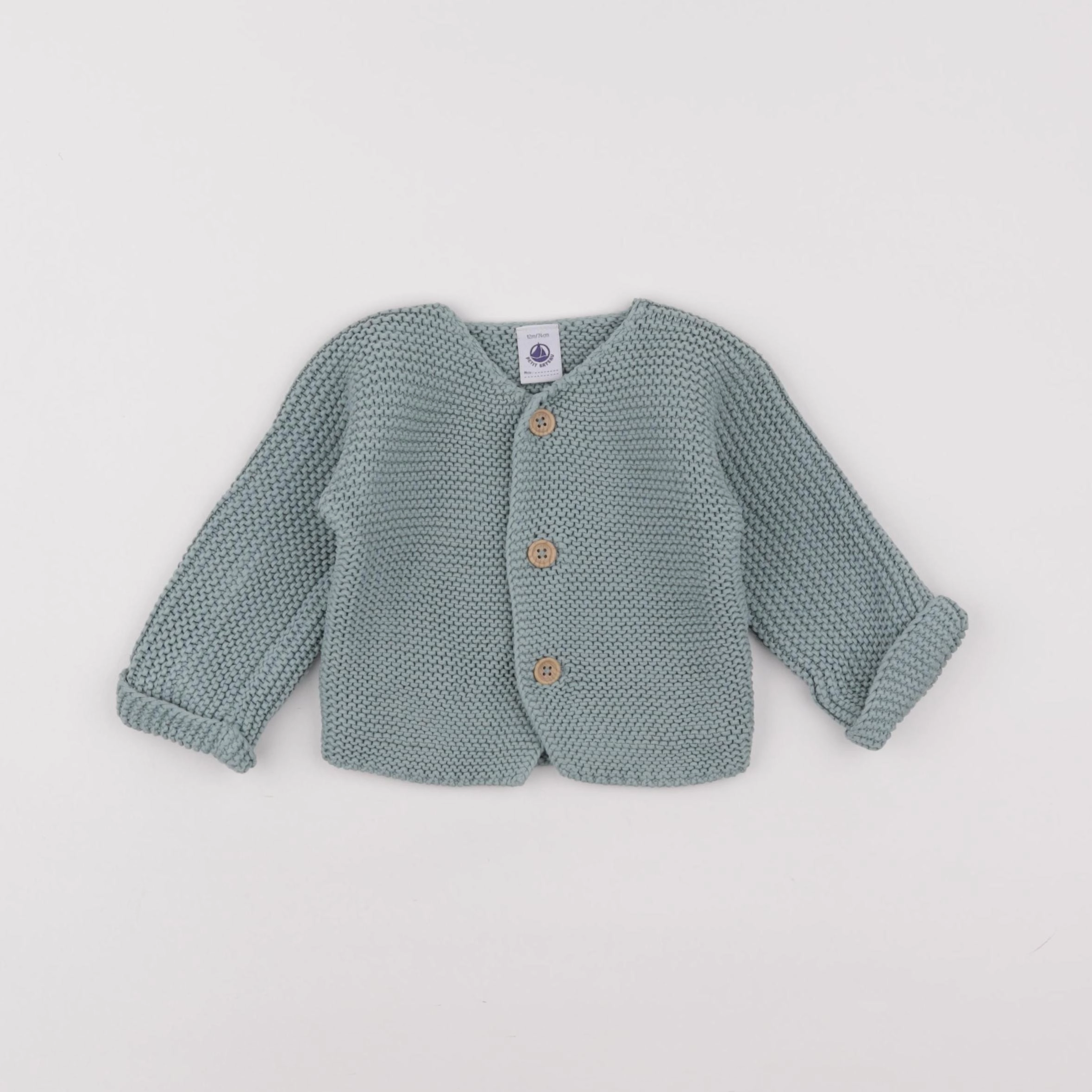 Petit Bateau - gilet vert - 12 mois