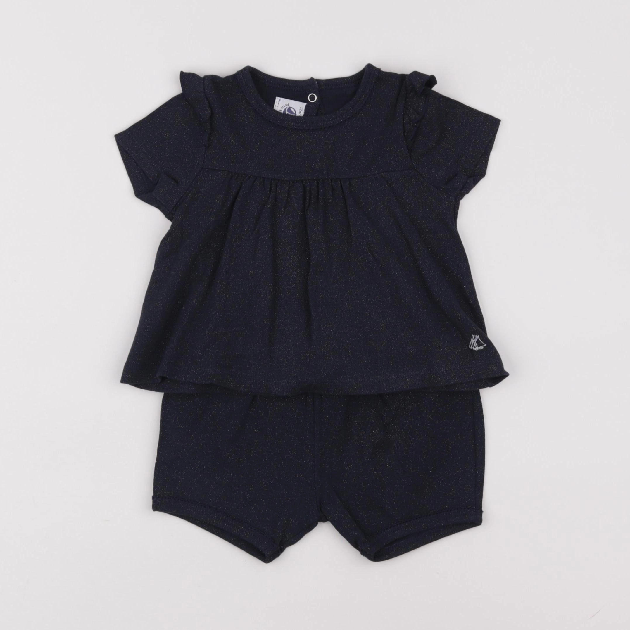Petit Bateau - ensemble bleu - 12 mois