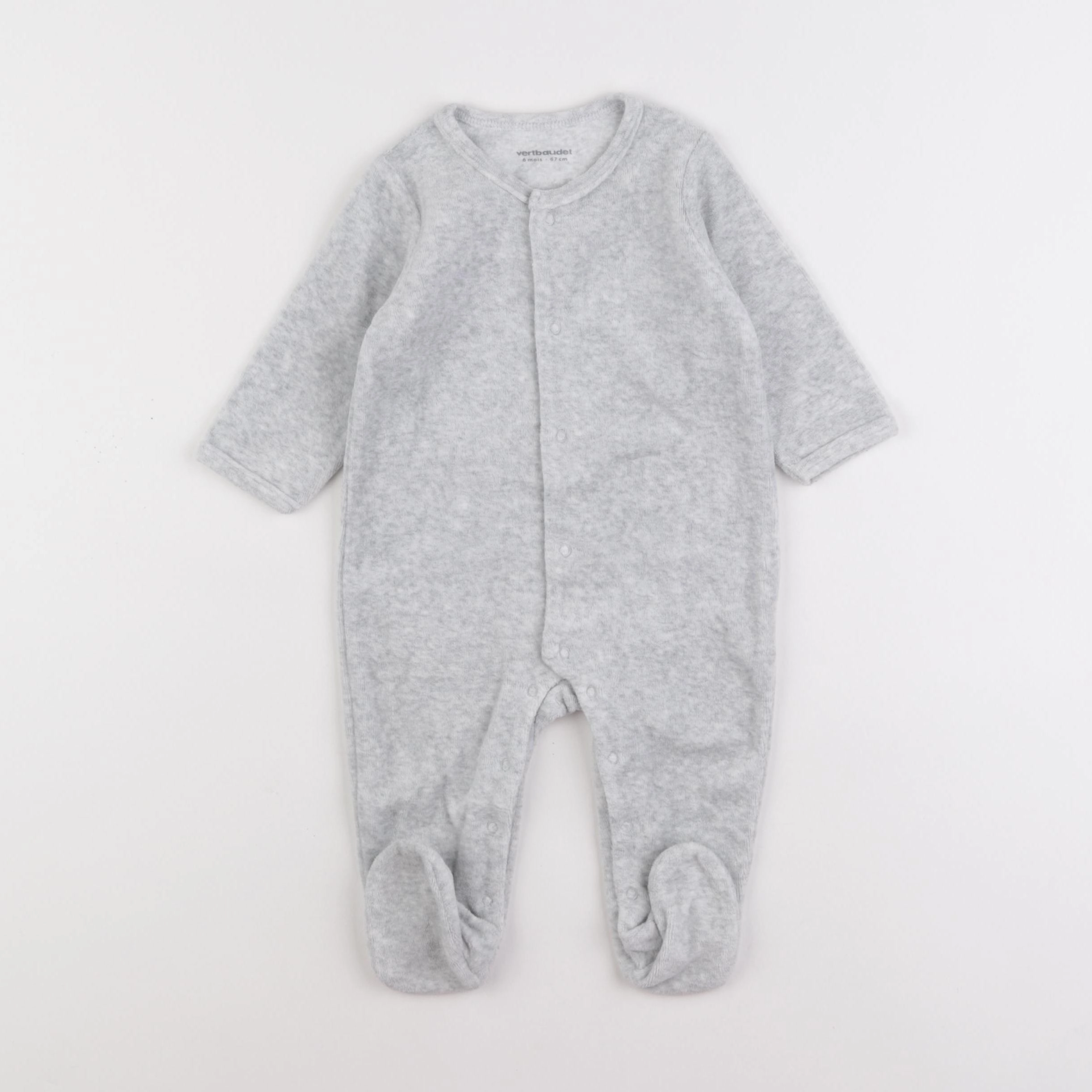 Vertbaudet - pyjama velours gris - 6 mois