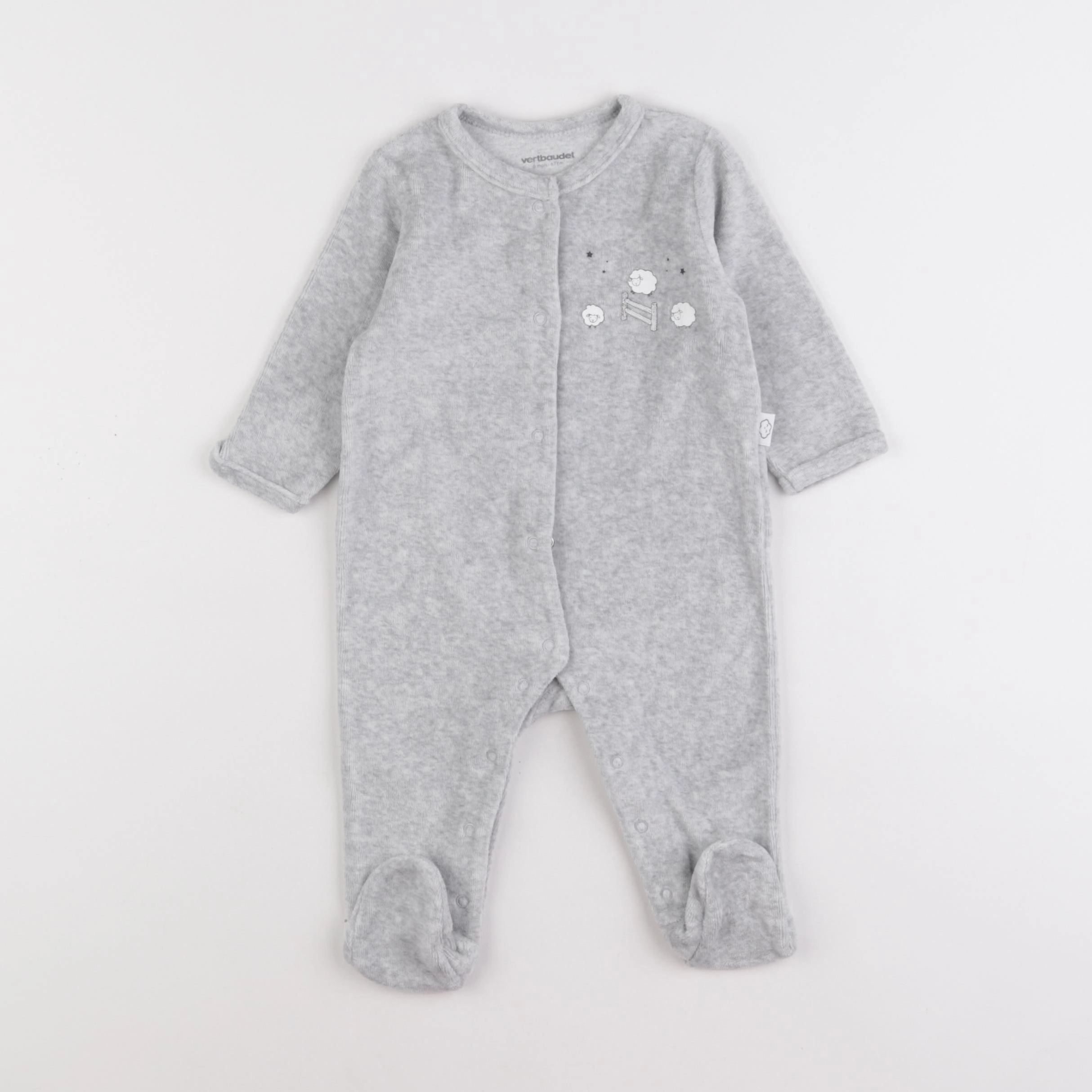 Vertbaudet - pyjama velours gris - 6 mois