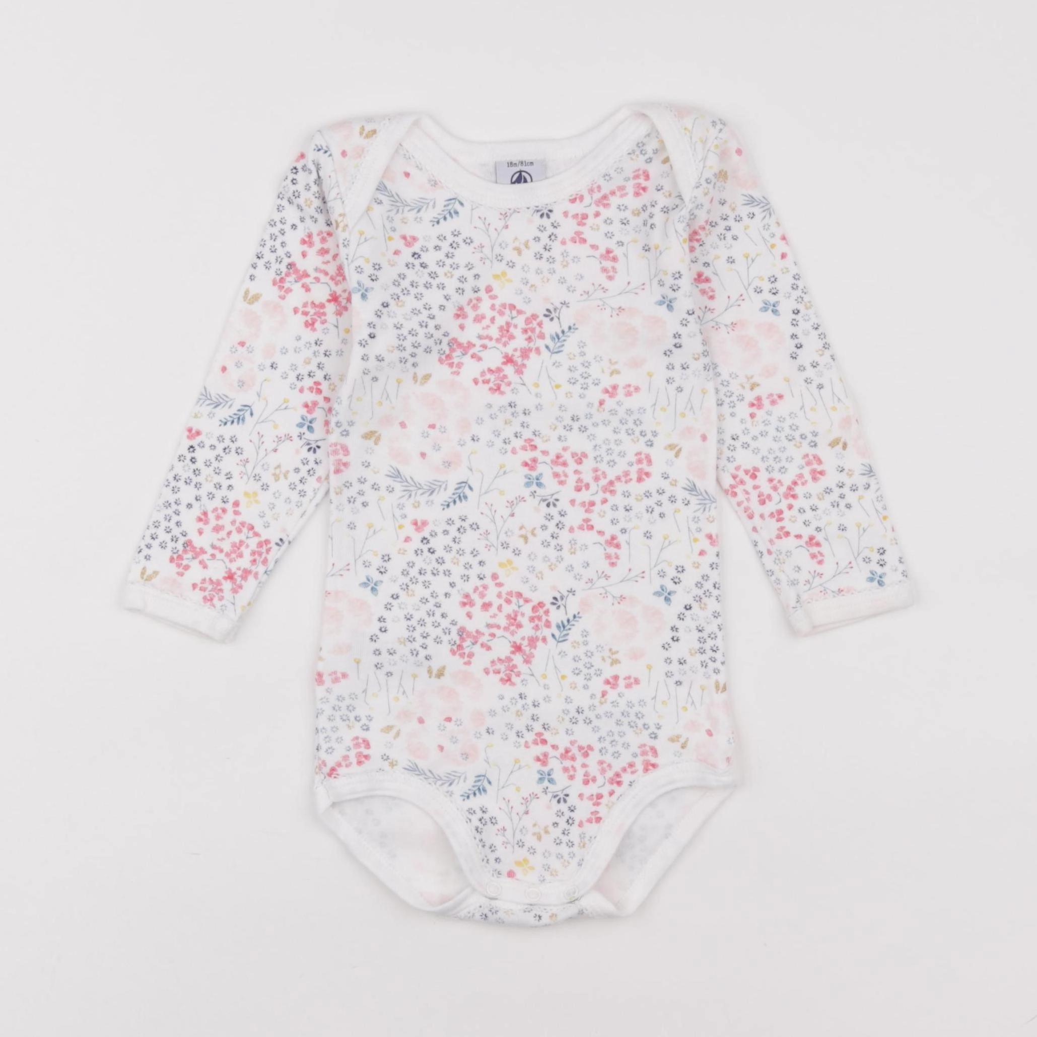 Petit Bateau - body blanc, rose - 18 mois