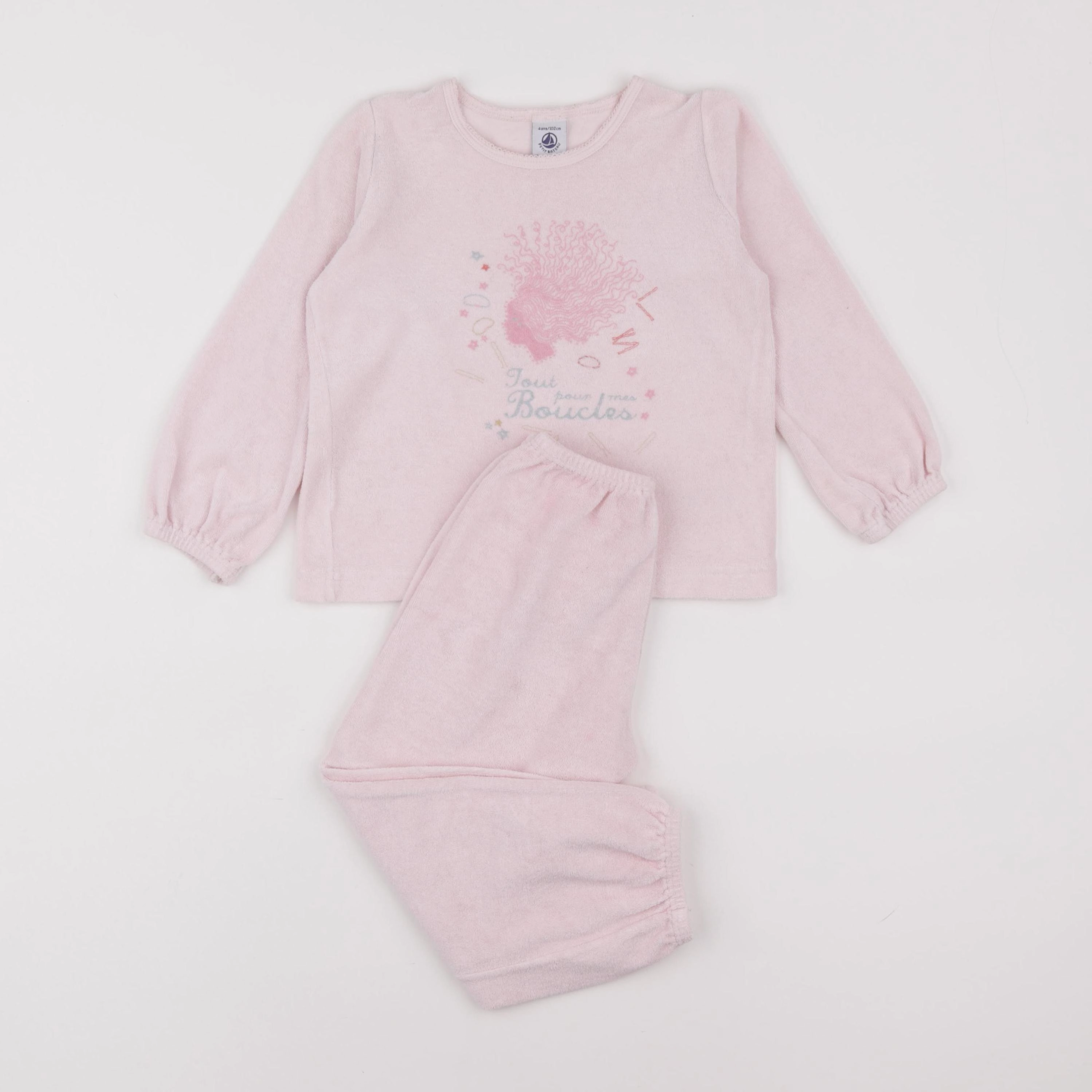Petit Bateau - pyjama velours rose - 4 ans