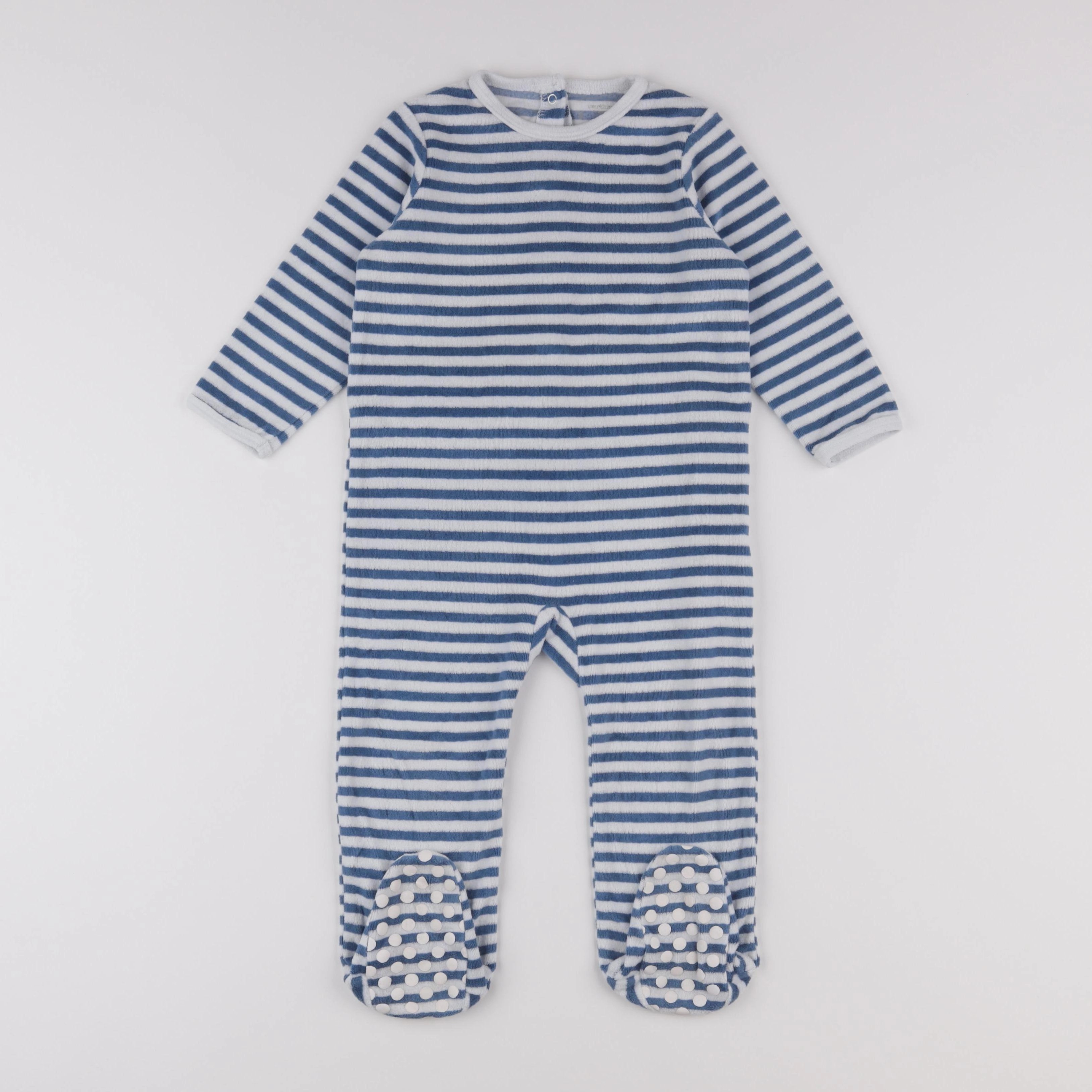 Vertbaudet - pyjama velours bleu, blanc - 2 ans