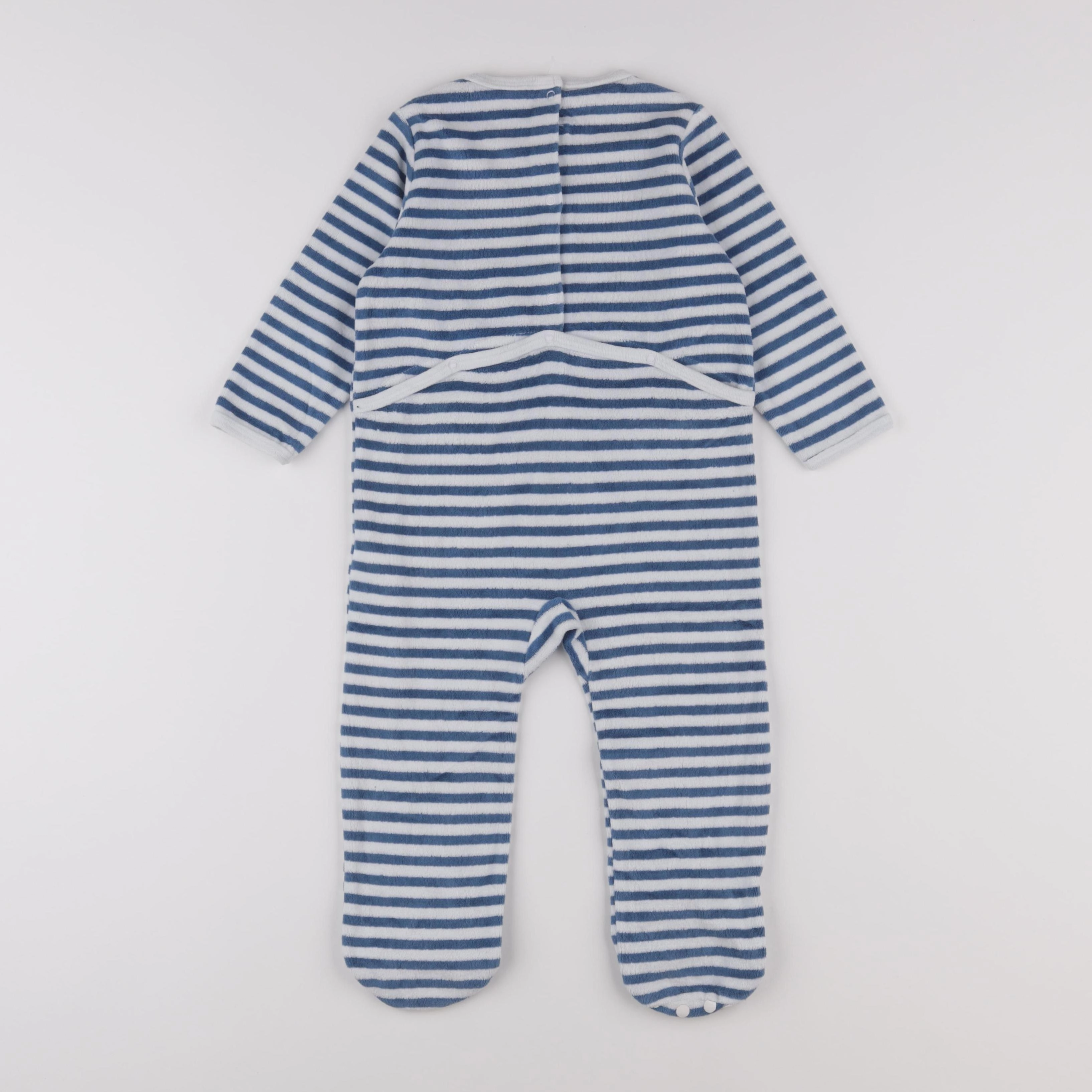 Vertbaudet - pyjama velours bleu, blanc - 2 ans