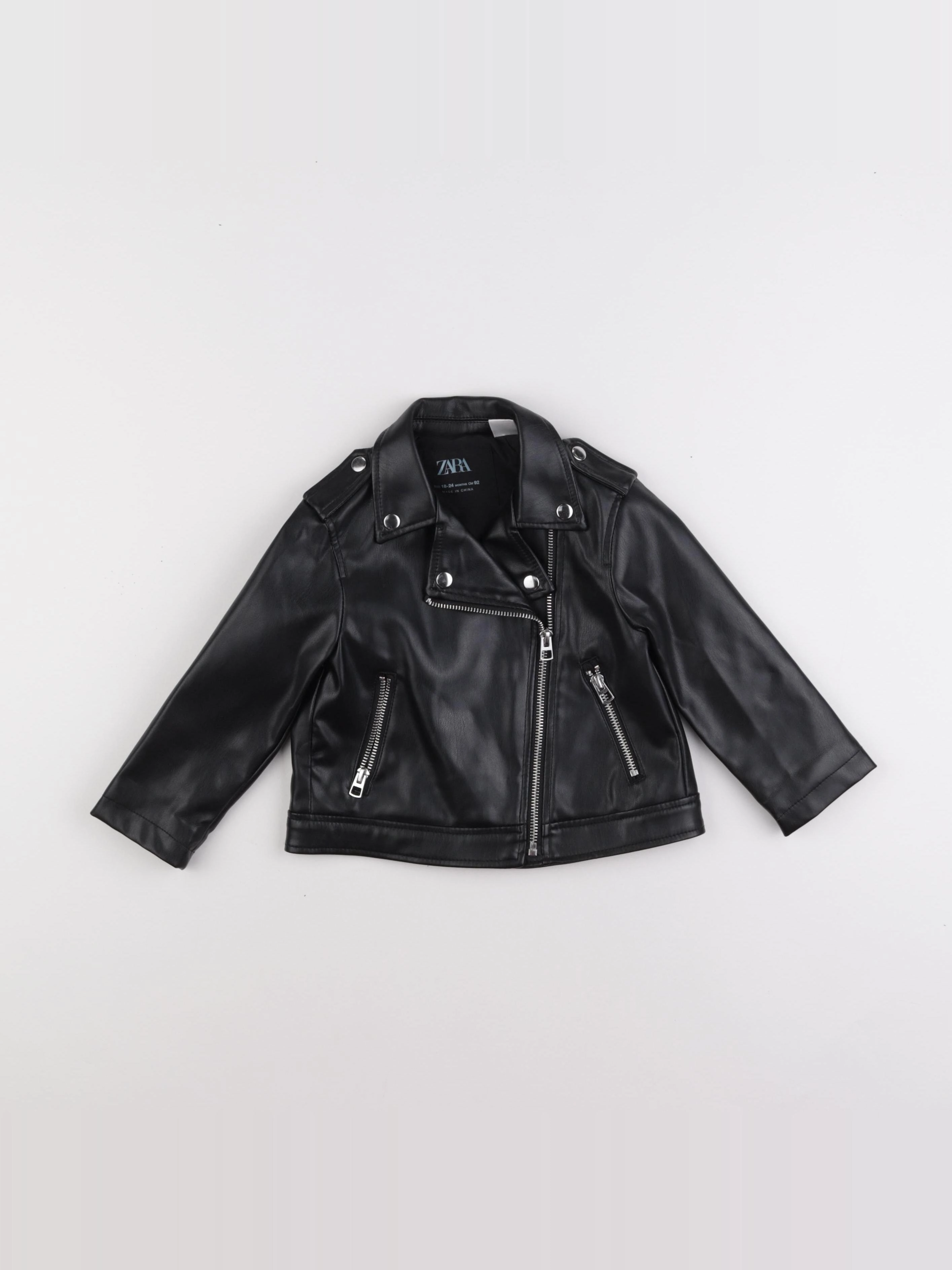 Zara - veste simili cuir noir - 18/24 mois