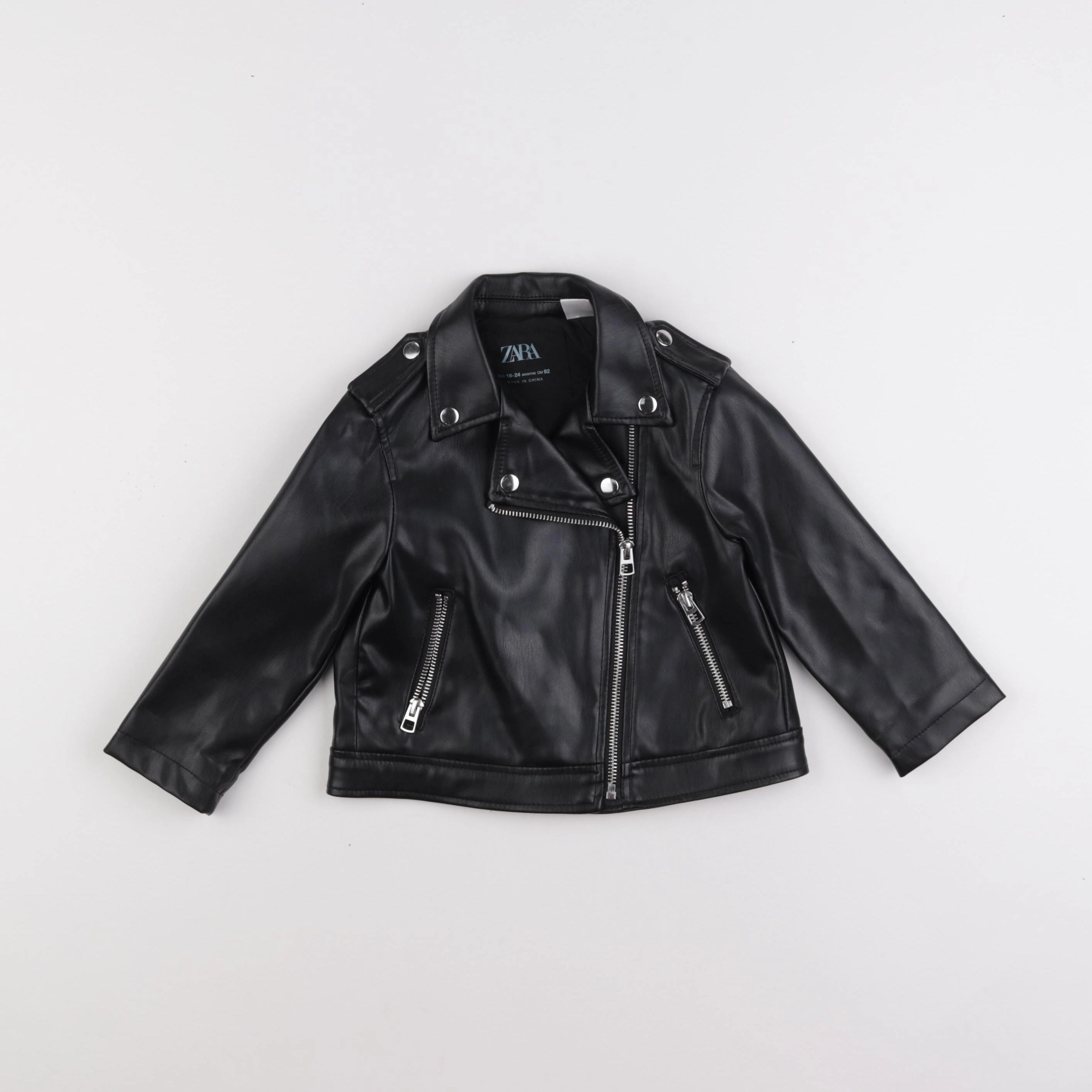Zara - veste simili cuir noir - 18/24 mois