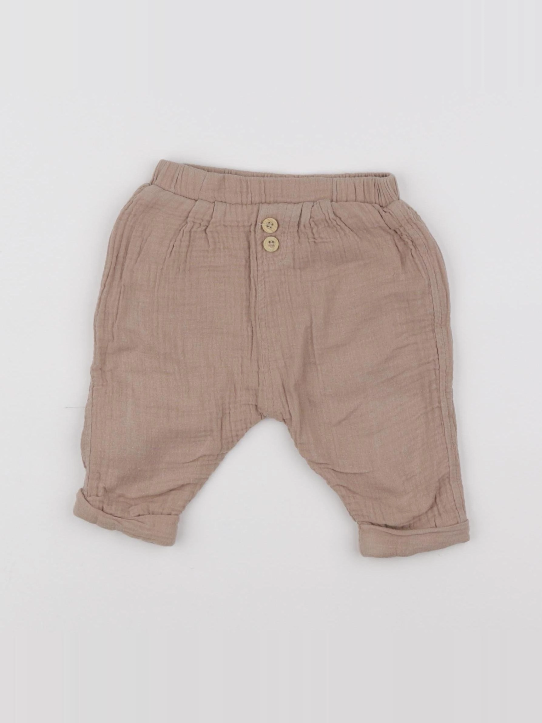 Vertbaudet - pantalon beige - 9 mois